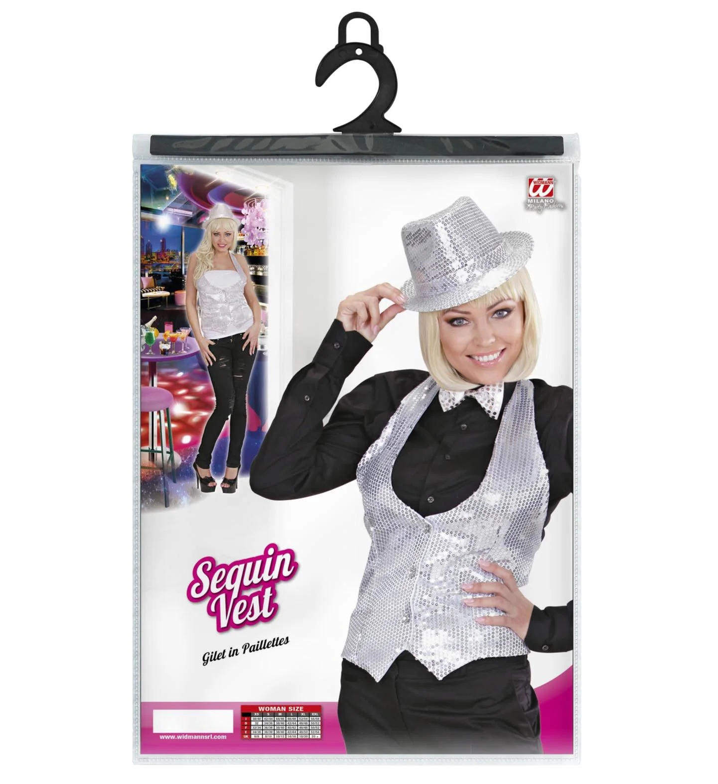 Glittervest zilver pailletten - Image 5
