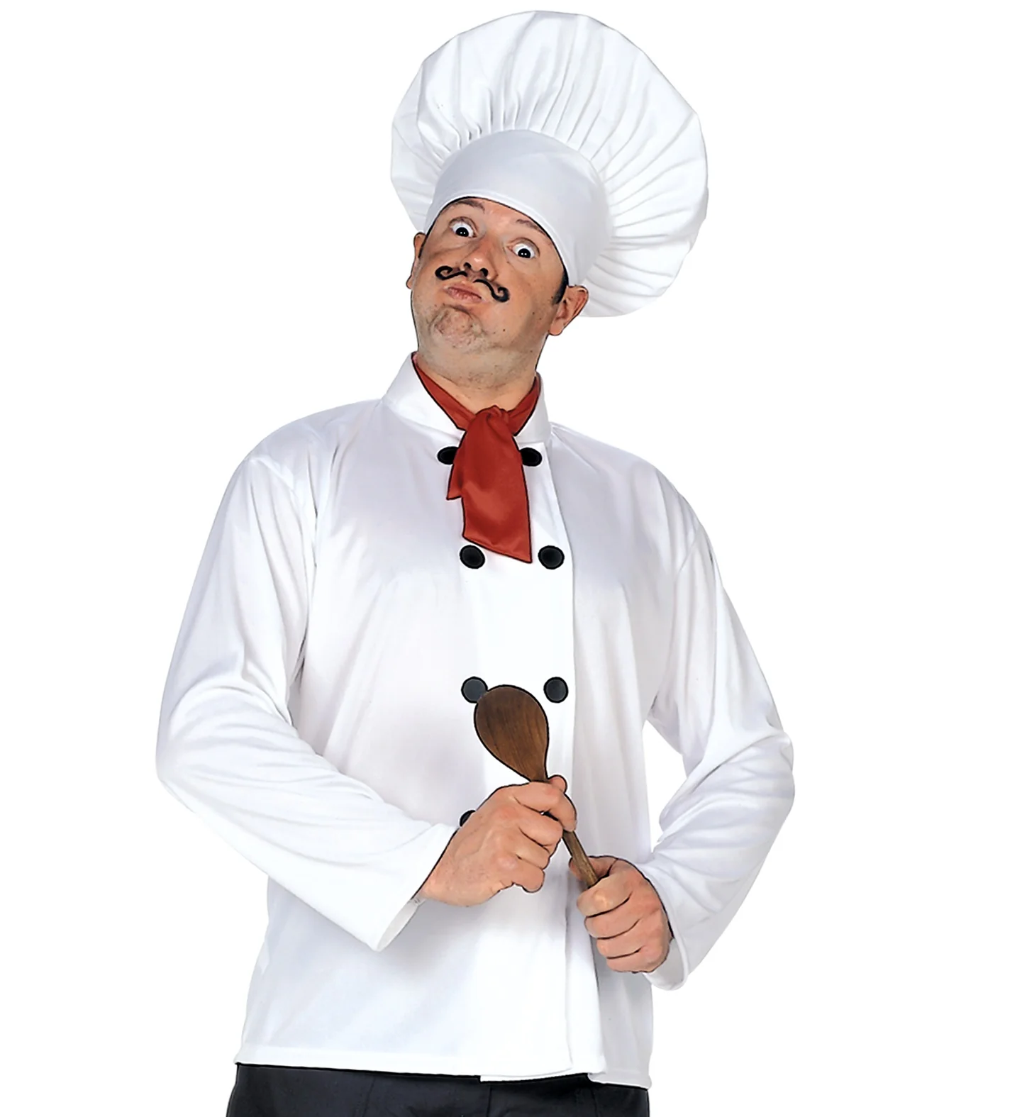 Verkleedset chef Kok met koksbuis, muts en sjaal - Image 2