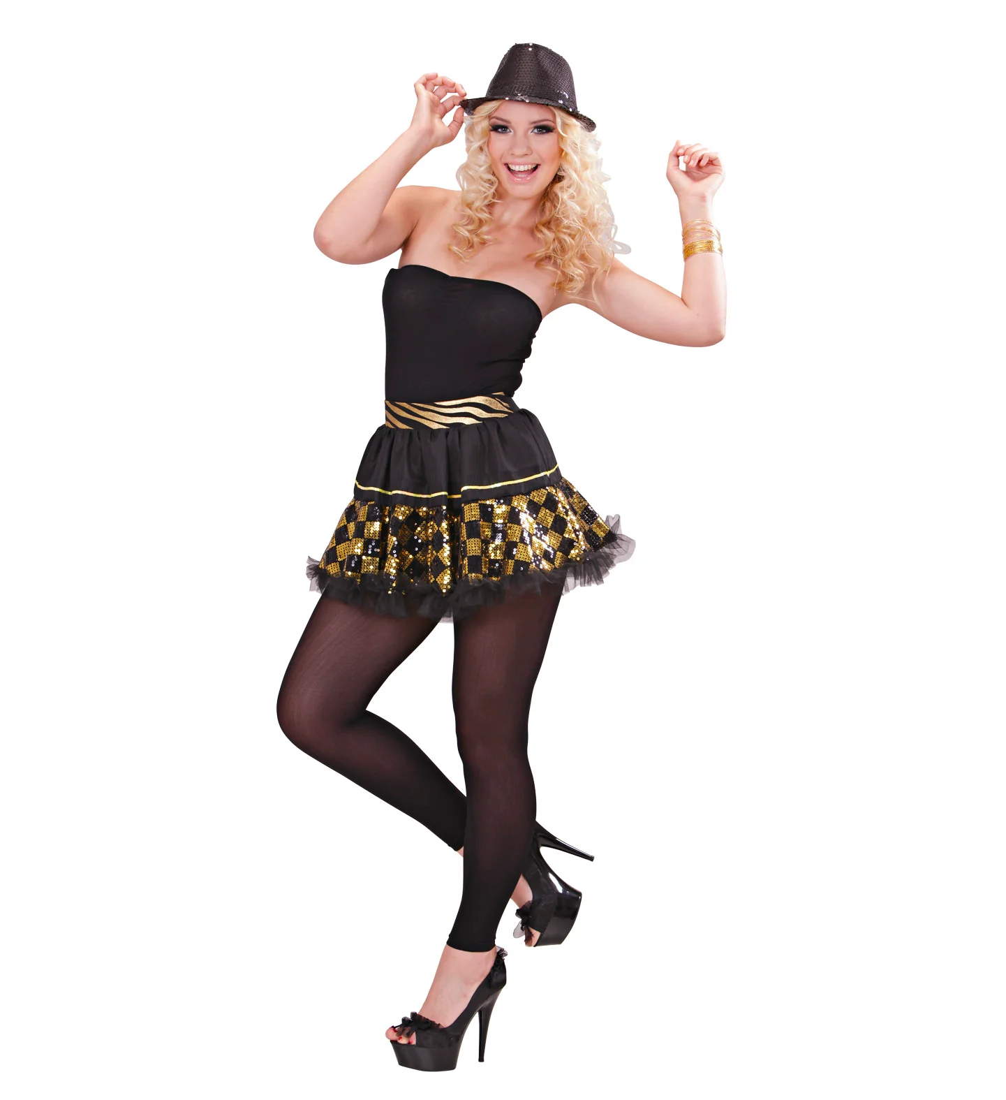 Pailletten petticoat in zwart goud - Image 4