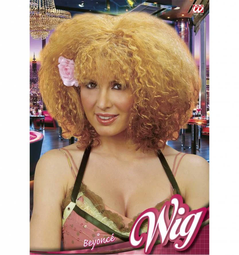 Krulpruik Beyonce met bloem blond - Image 2