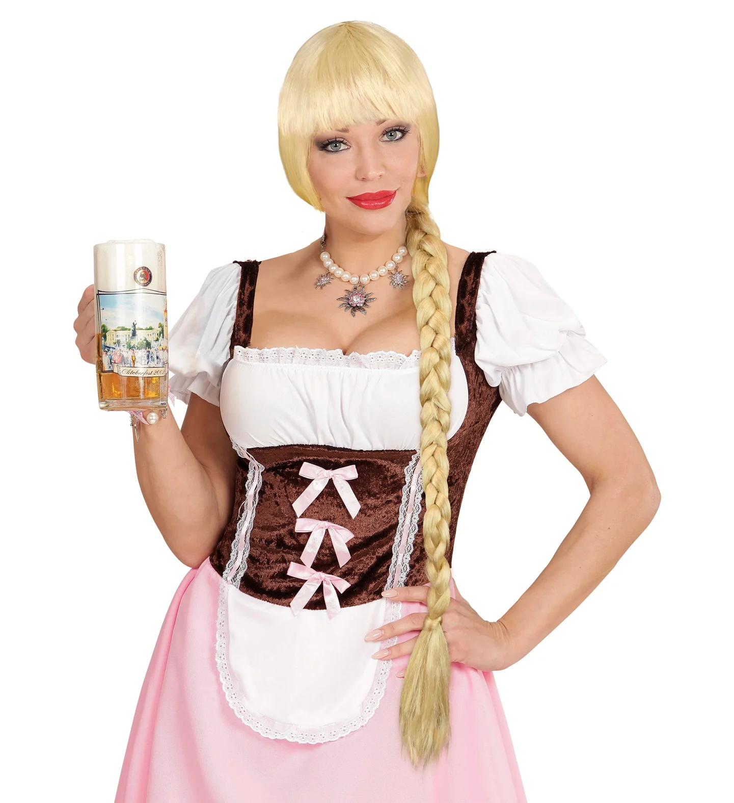Tiroler pruik met lange vlecht blond - Image 2