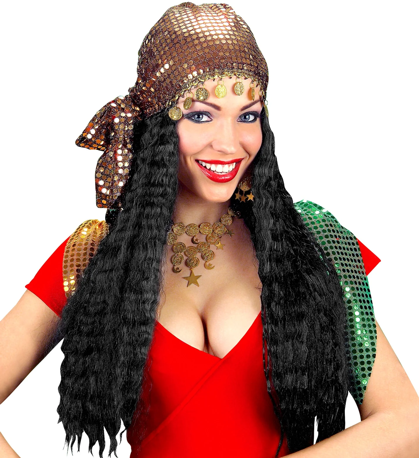 Zigeunerin pruik Boheems met hoofddoek