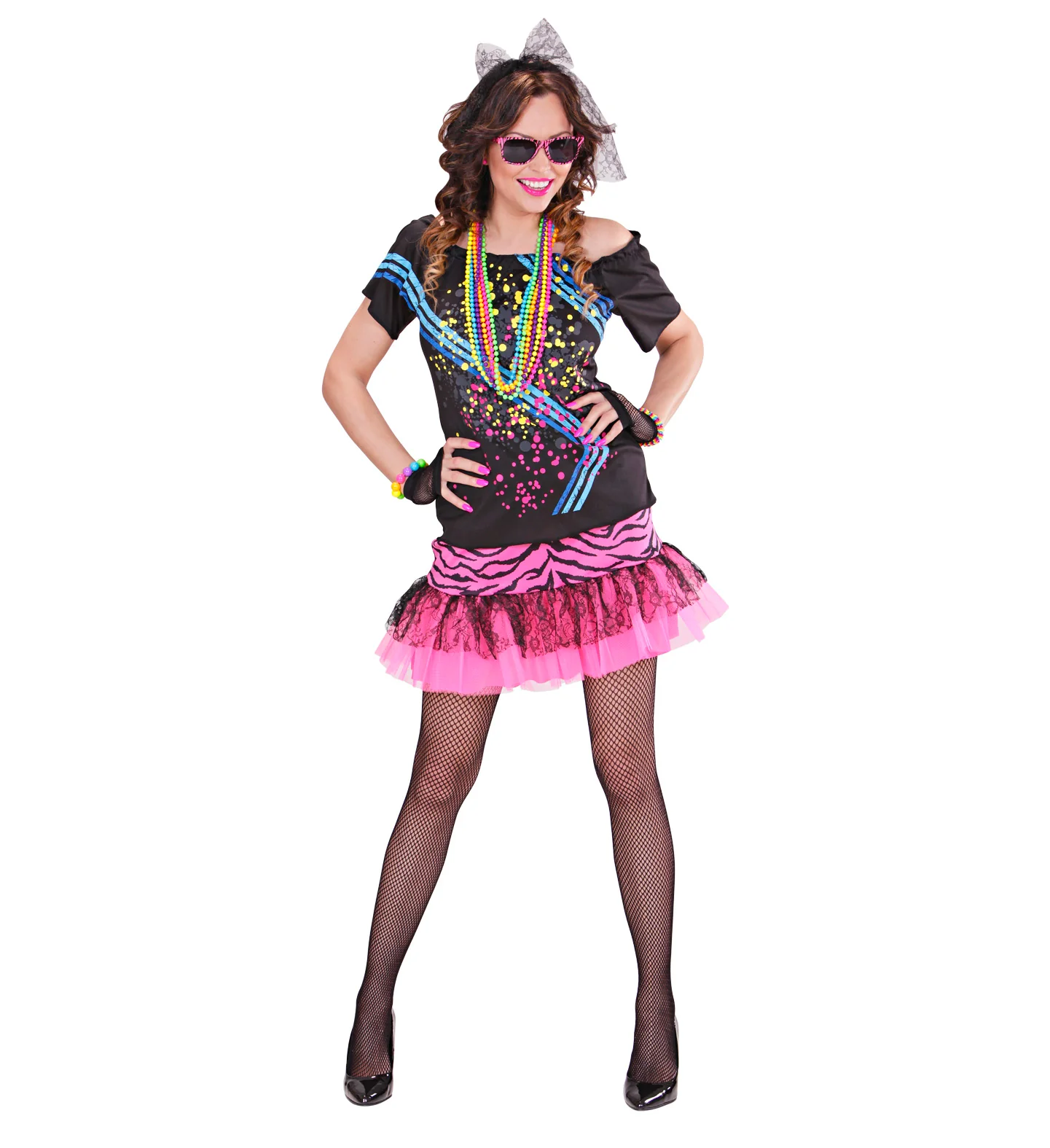 Disco jurk jaren 80 neon Aafke