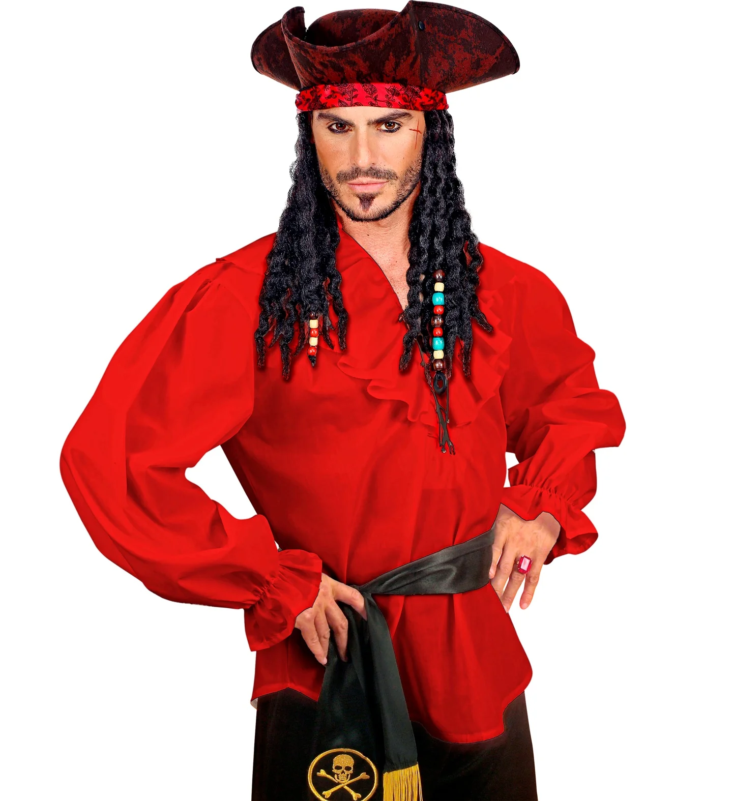 Rood piratenshirt volwassenen - Image 2