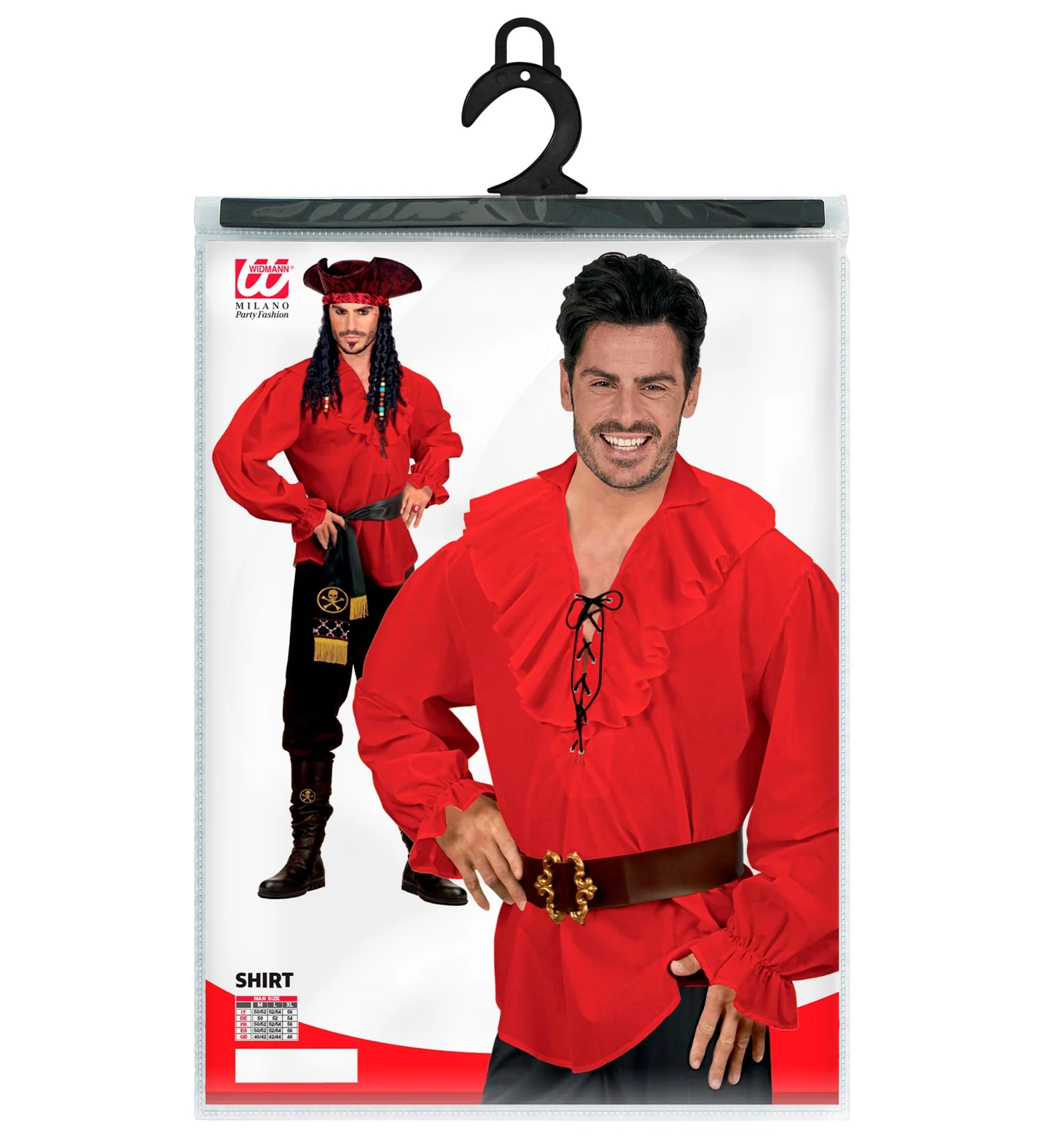 Rood piratenshirt volwassenen - Image 6