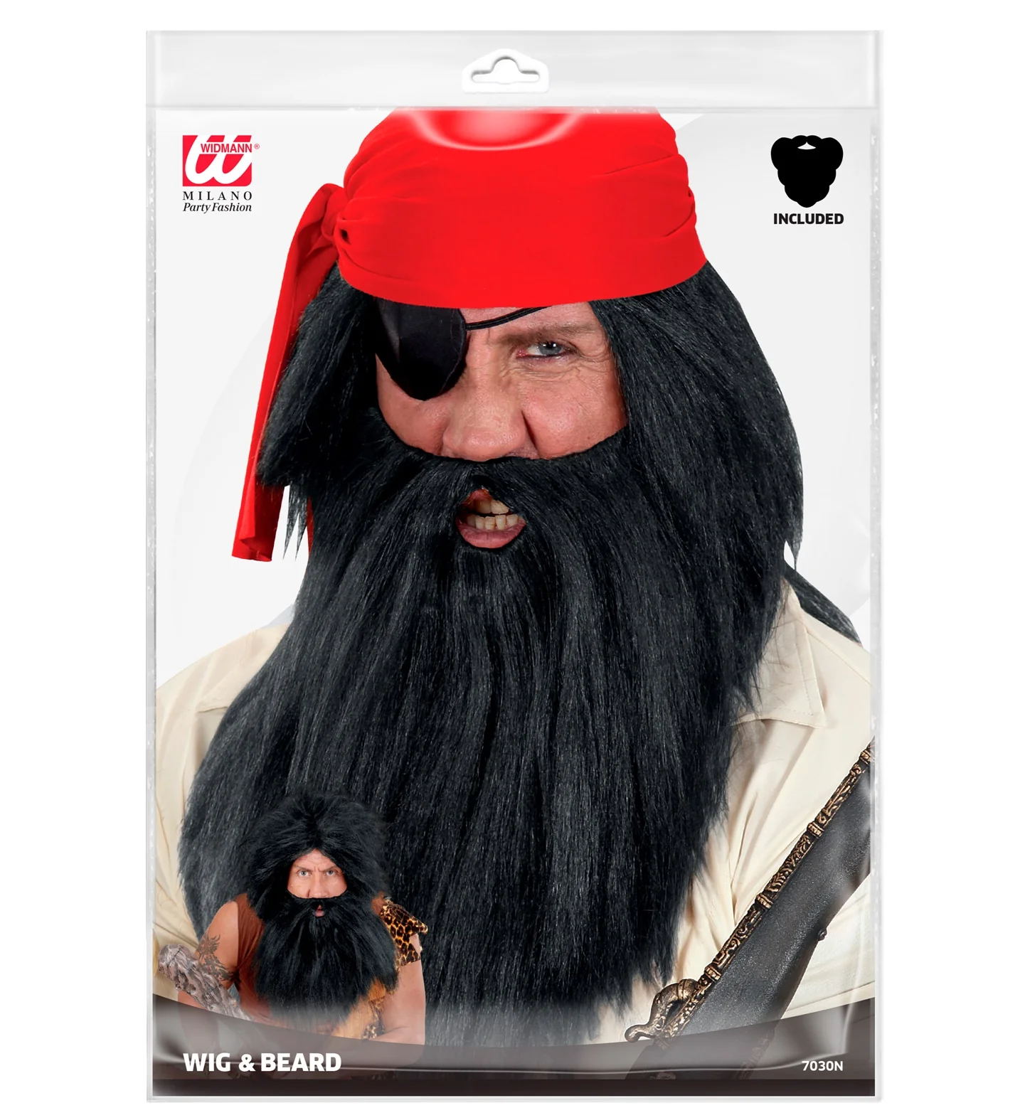 Holbewoner pruik of piratenpruik Barba zwart - Image 4