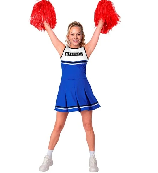Cheerleader blauw kostuum Maud dames