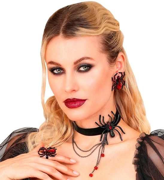 Choker spin met strass rood kostuum Tess