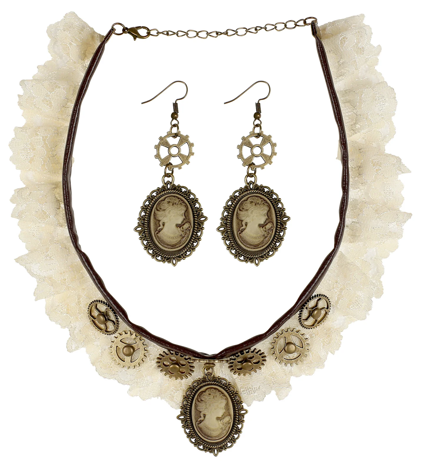 Halsketting en oorbellen Steampunk