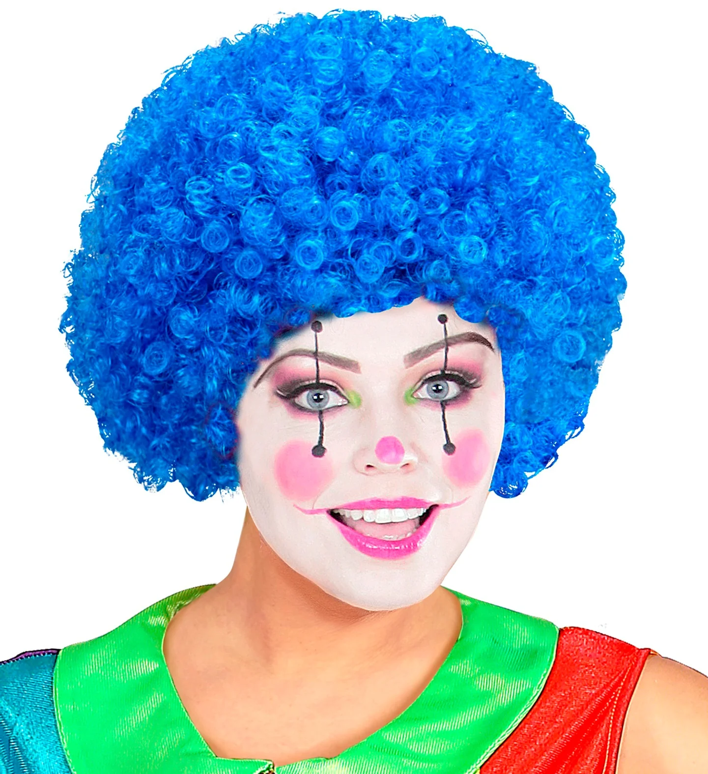 Clownspruik krulletjes blauw - Image 2