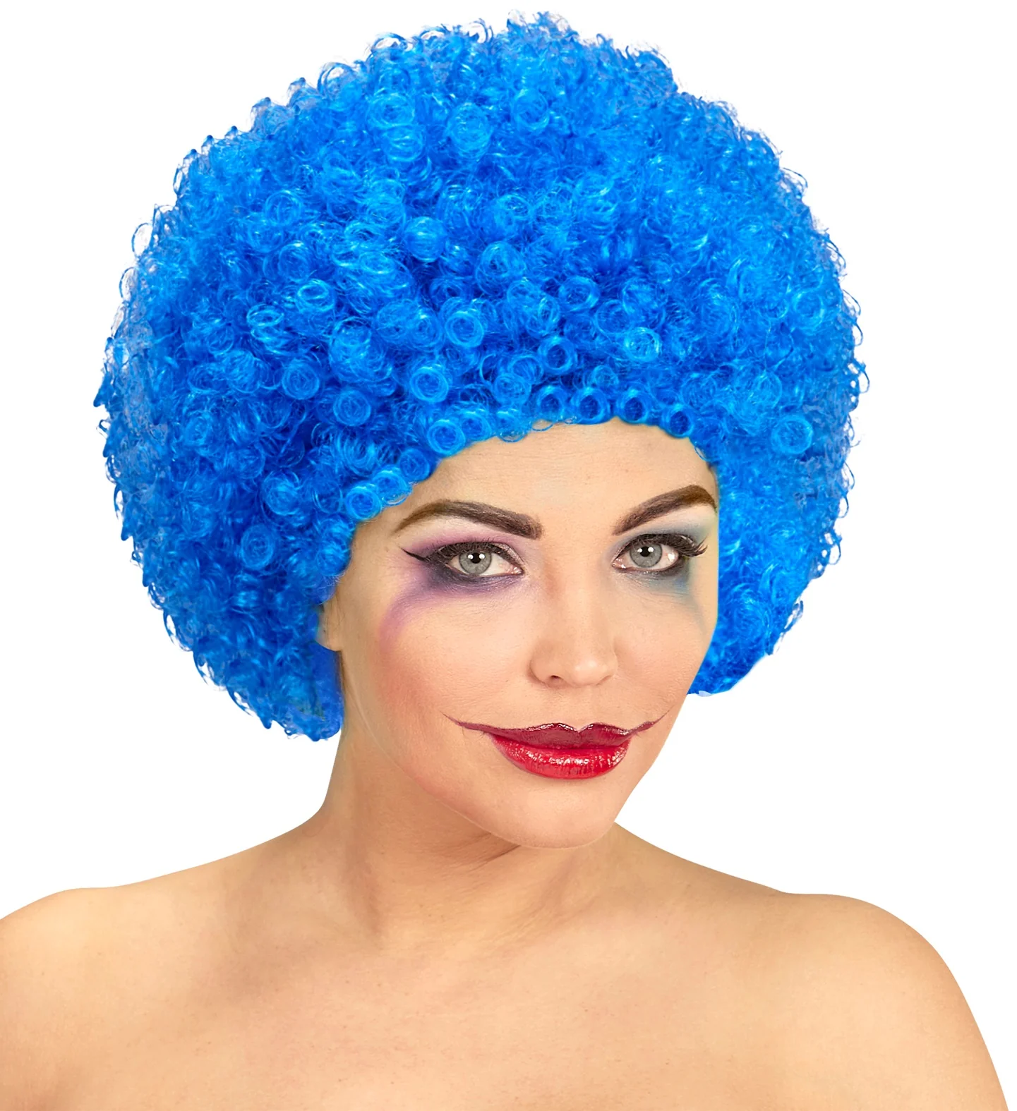 Clownspruik krulletjes blauw - Image 3