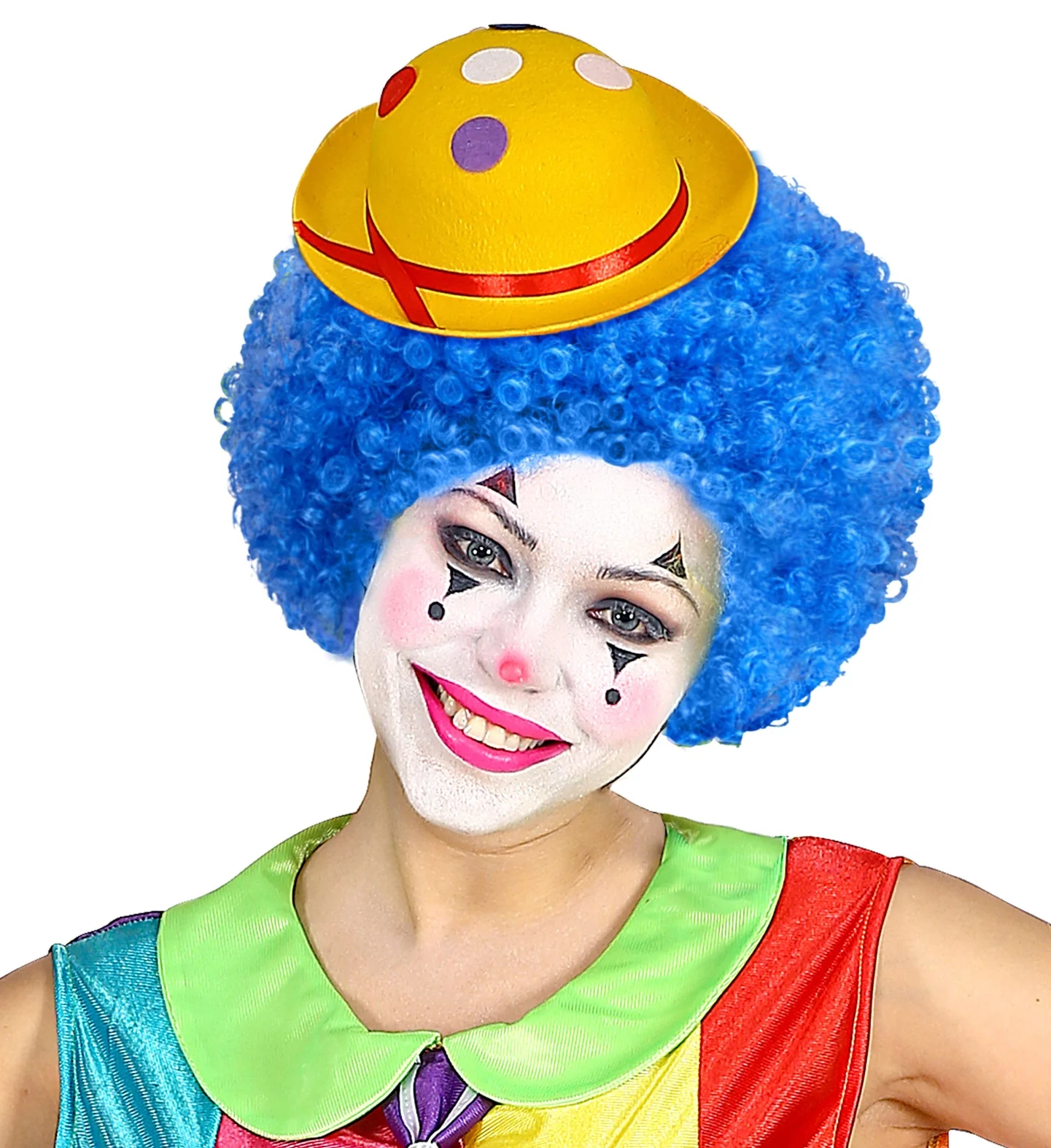 Clownspruik krulletjes blauw - Image 4