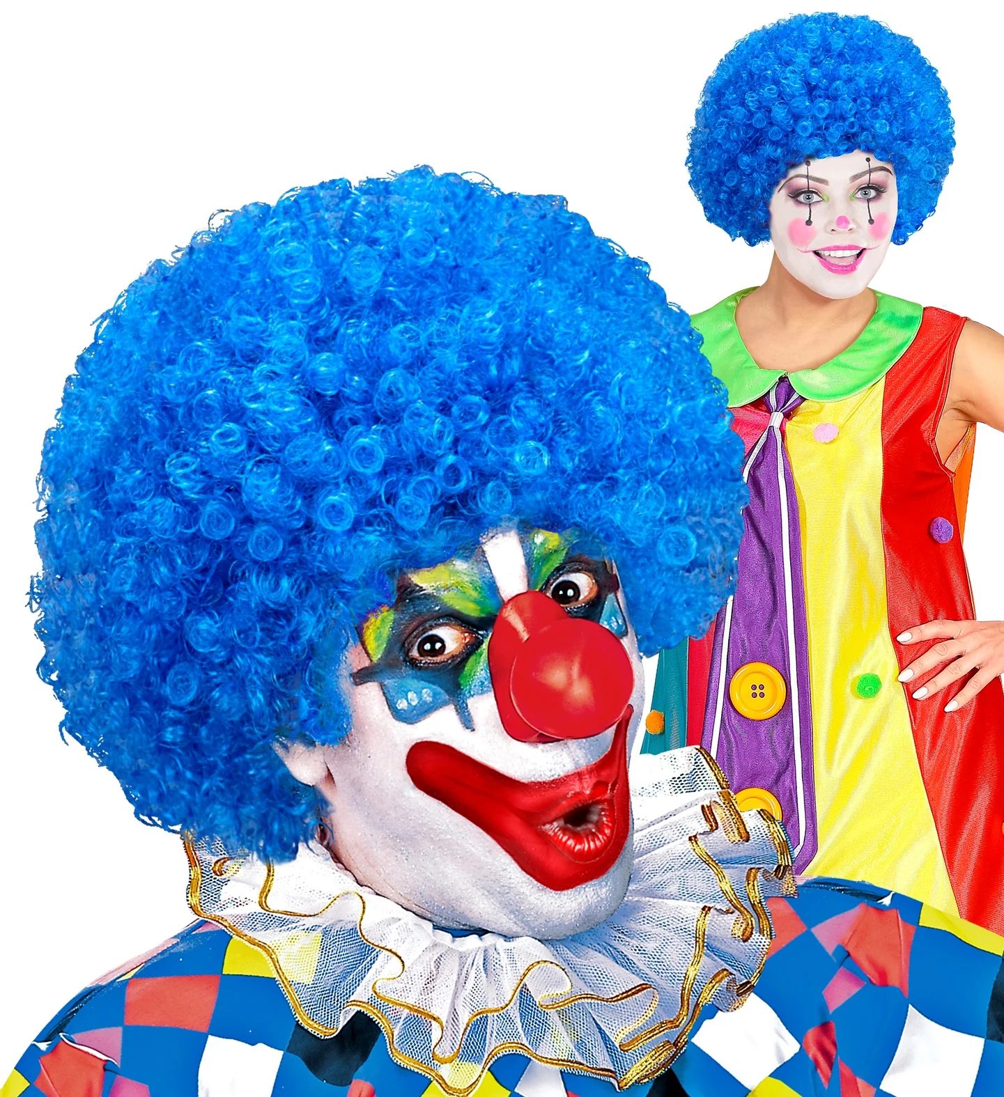 Clownspruik krulletjes blauw - Image 5