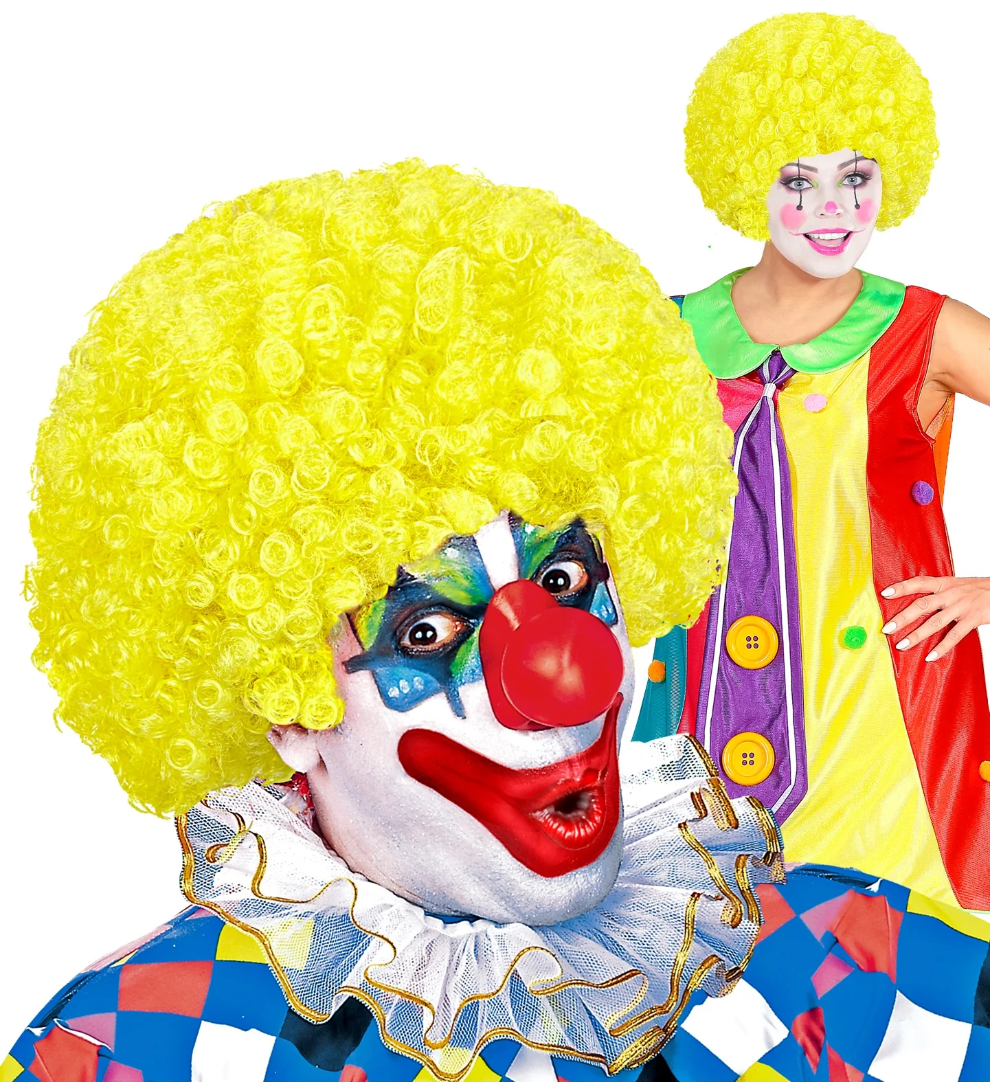 Clownspruik krulletjes geel - Image 4