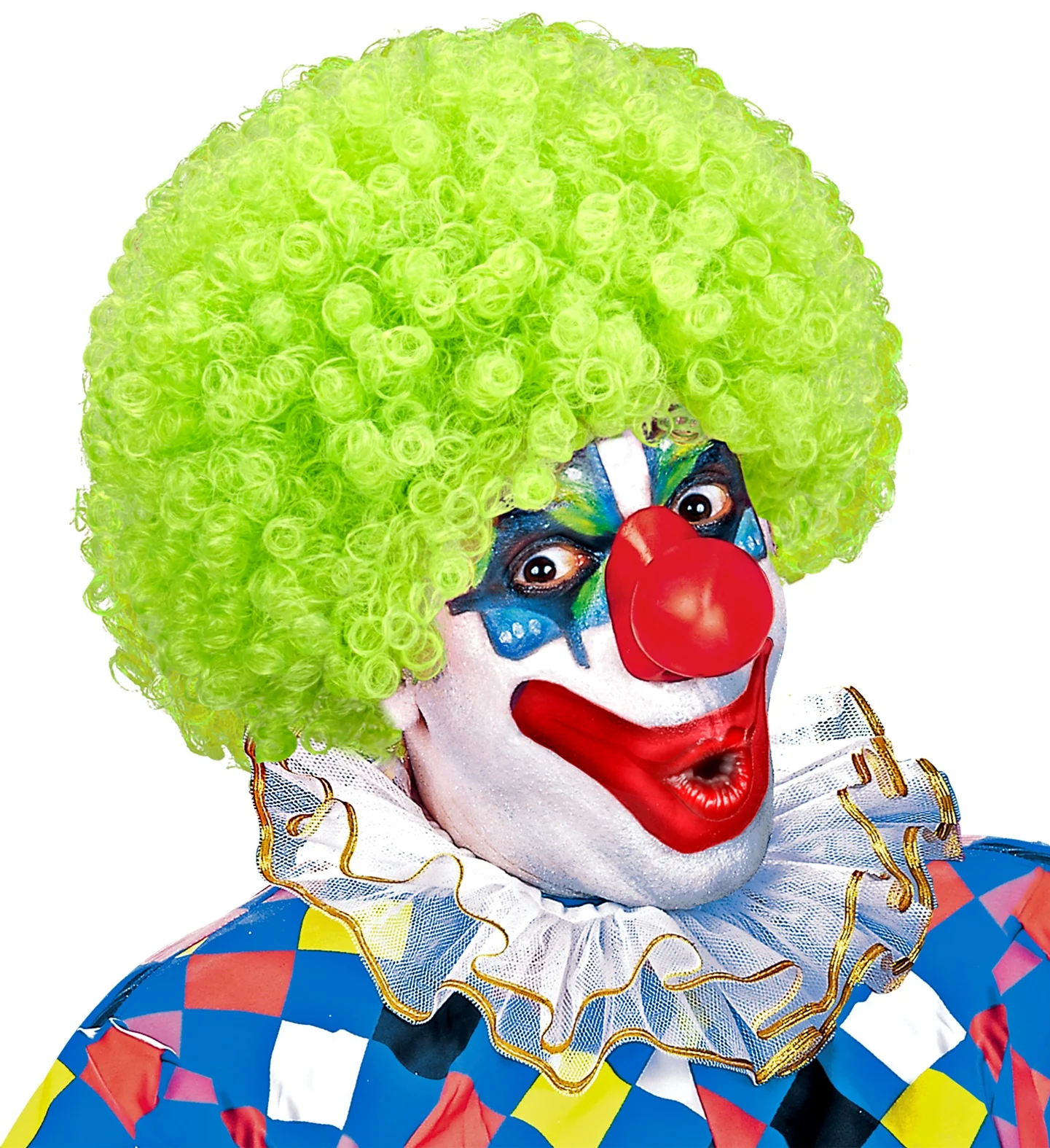 Clownspruik krulletjes groen