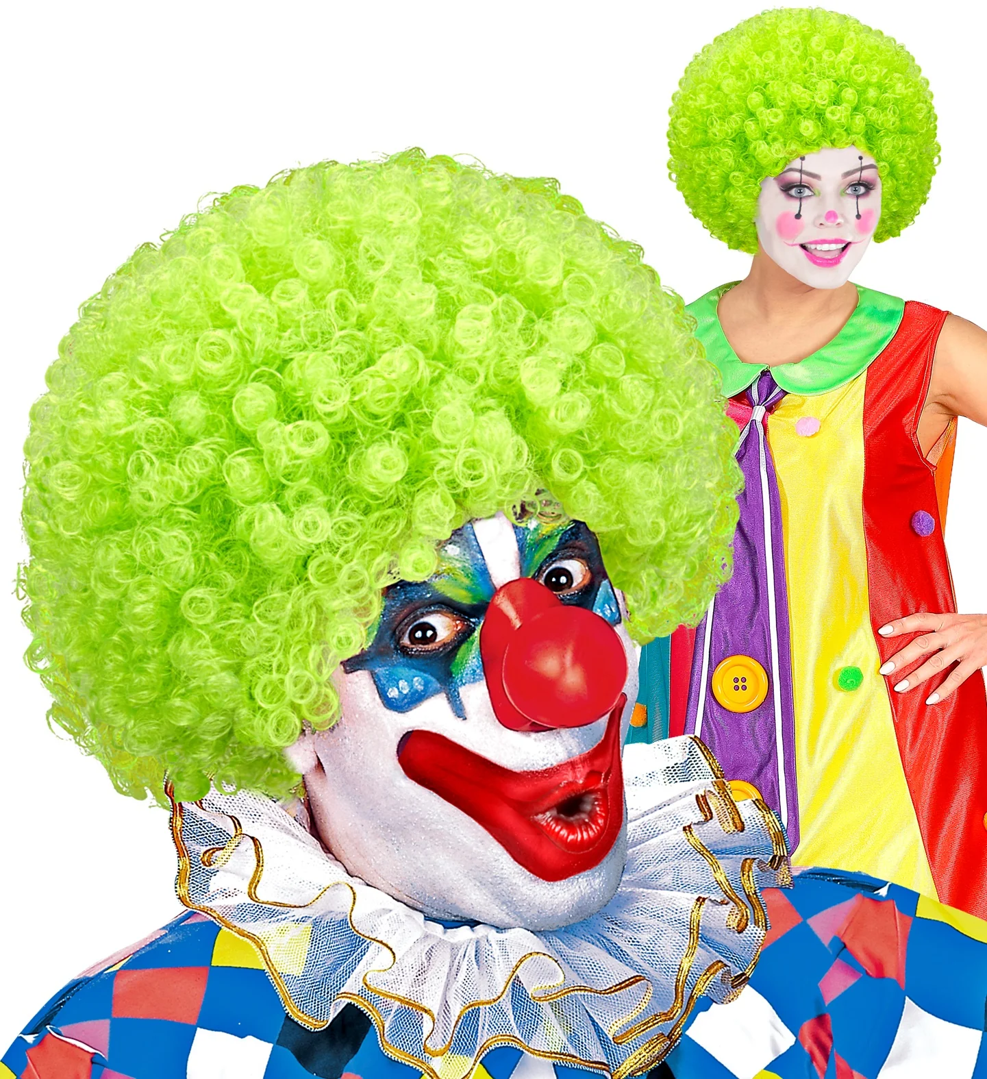 Clownspruik krulletjes groen - Image 5