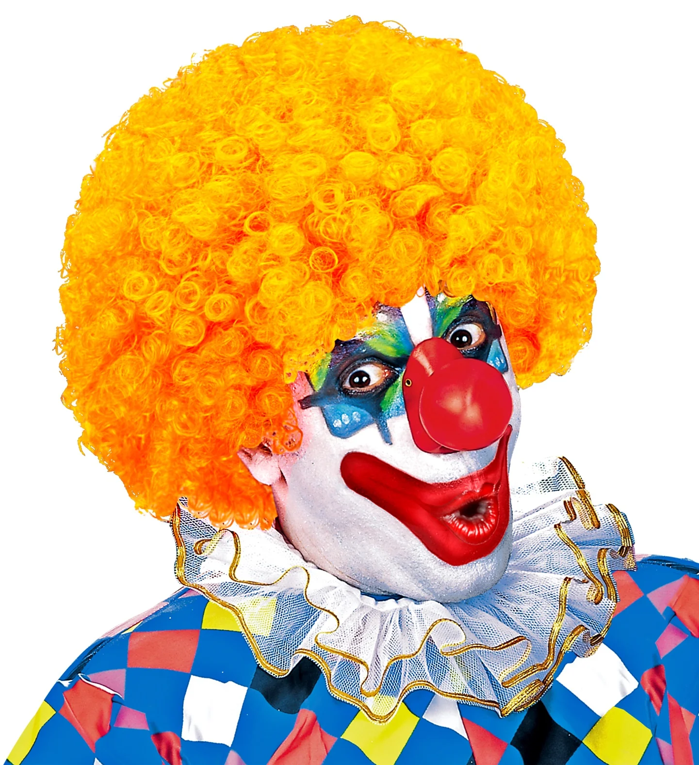 Clownspruik krulletjes oranje