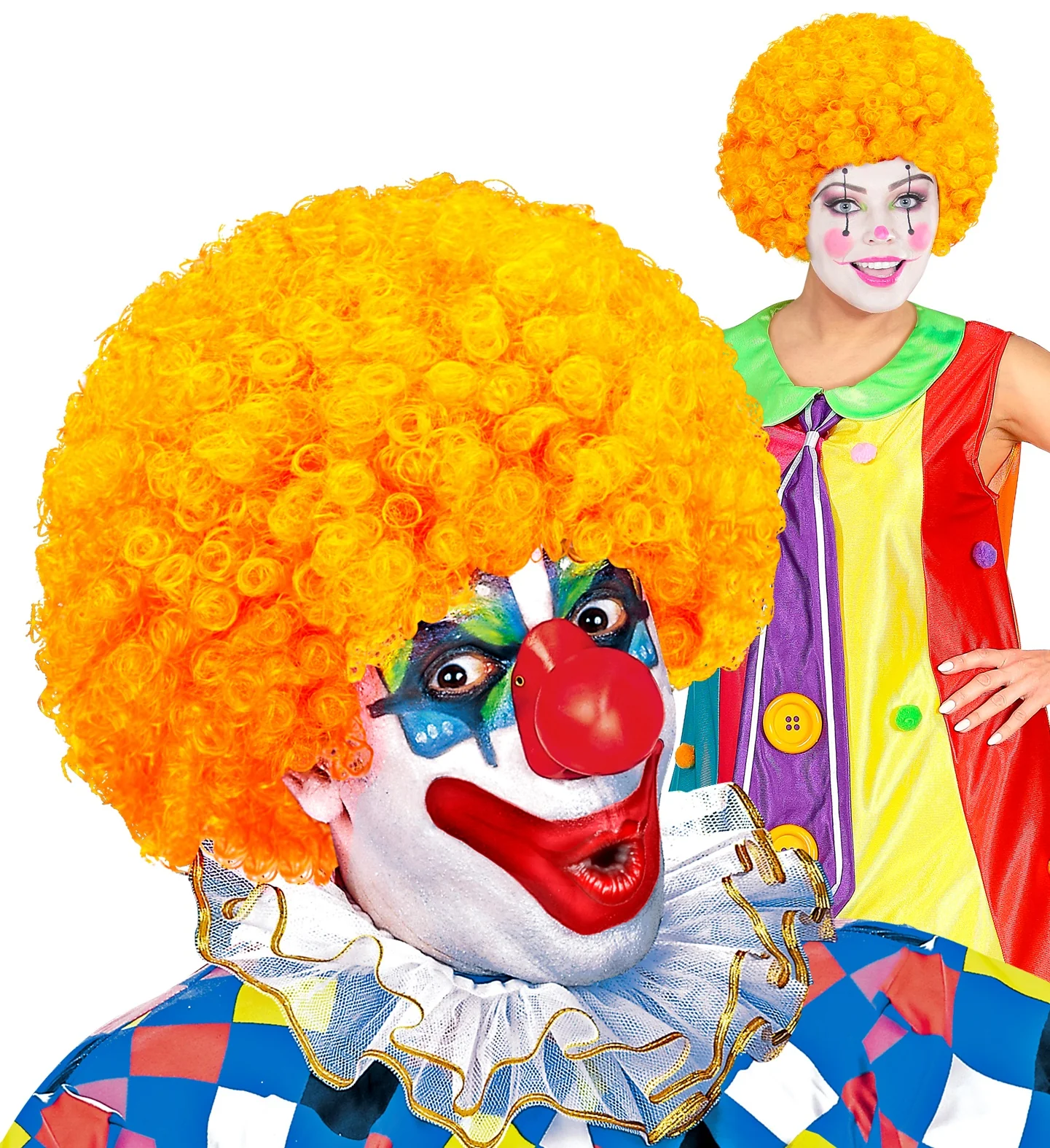 Clownspruik krulletjes oranje - Image 5