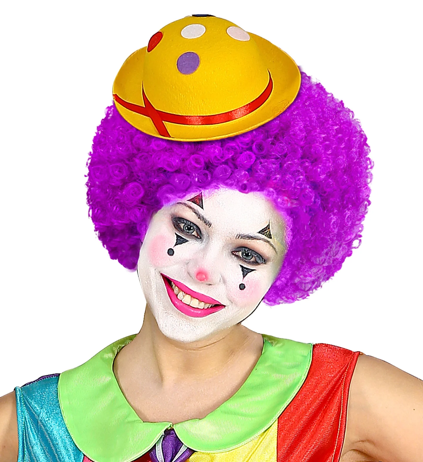 Clownspruik krulletjes paars - Image 4