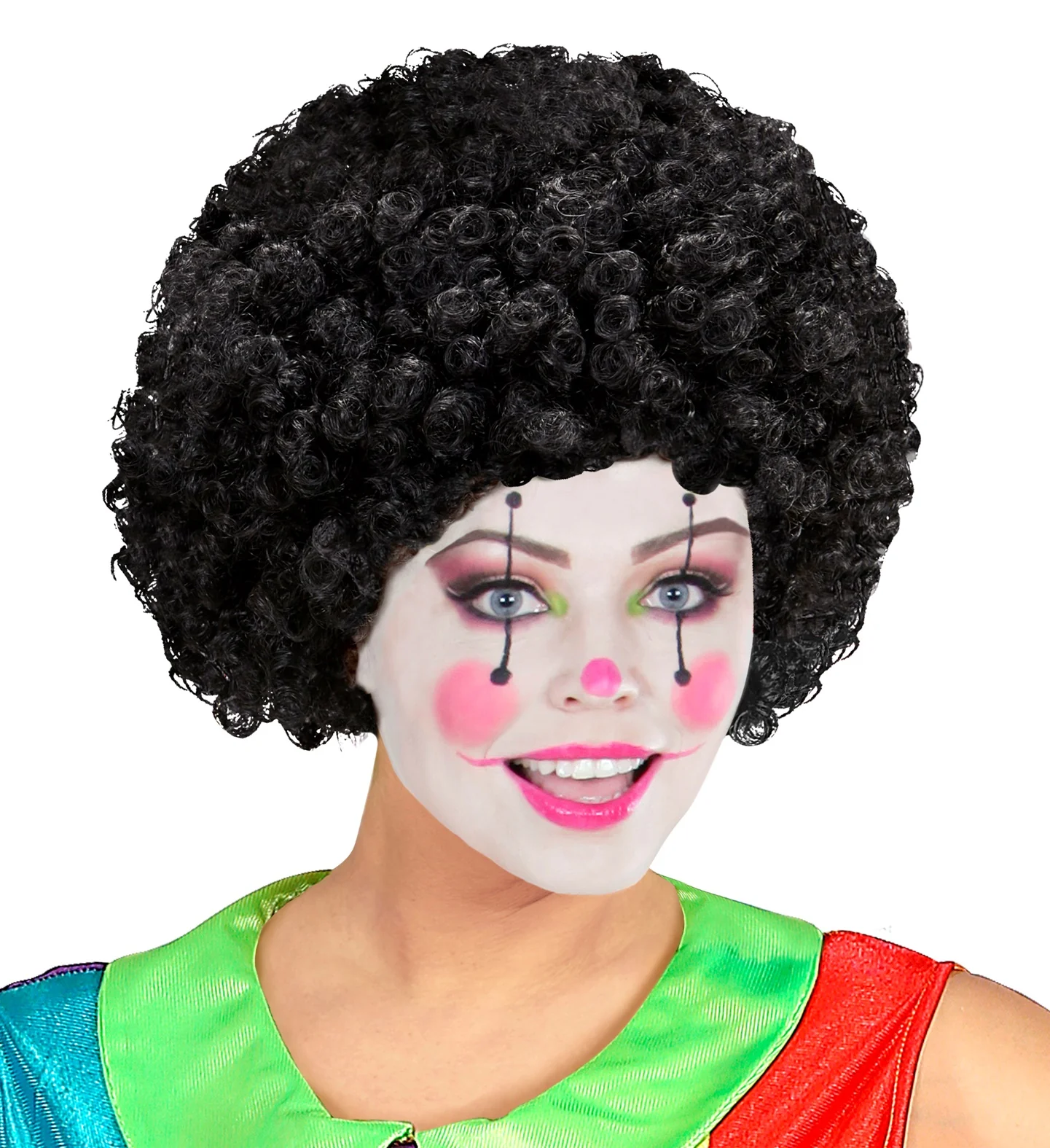 Clownspruik krulletjes zwart - Image 2