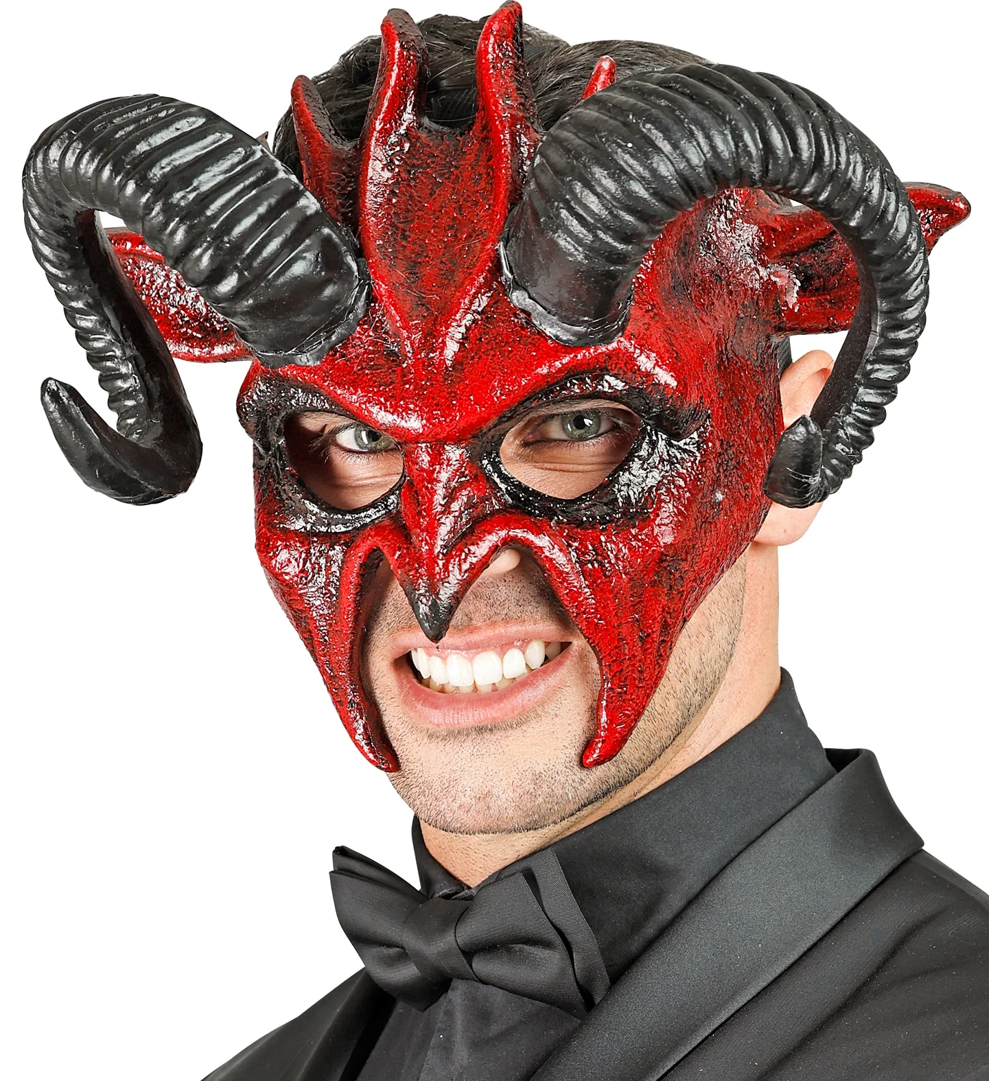 Commedia dell'arte duivelsmasker ram rood/ zwart - Image 2
