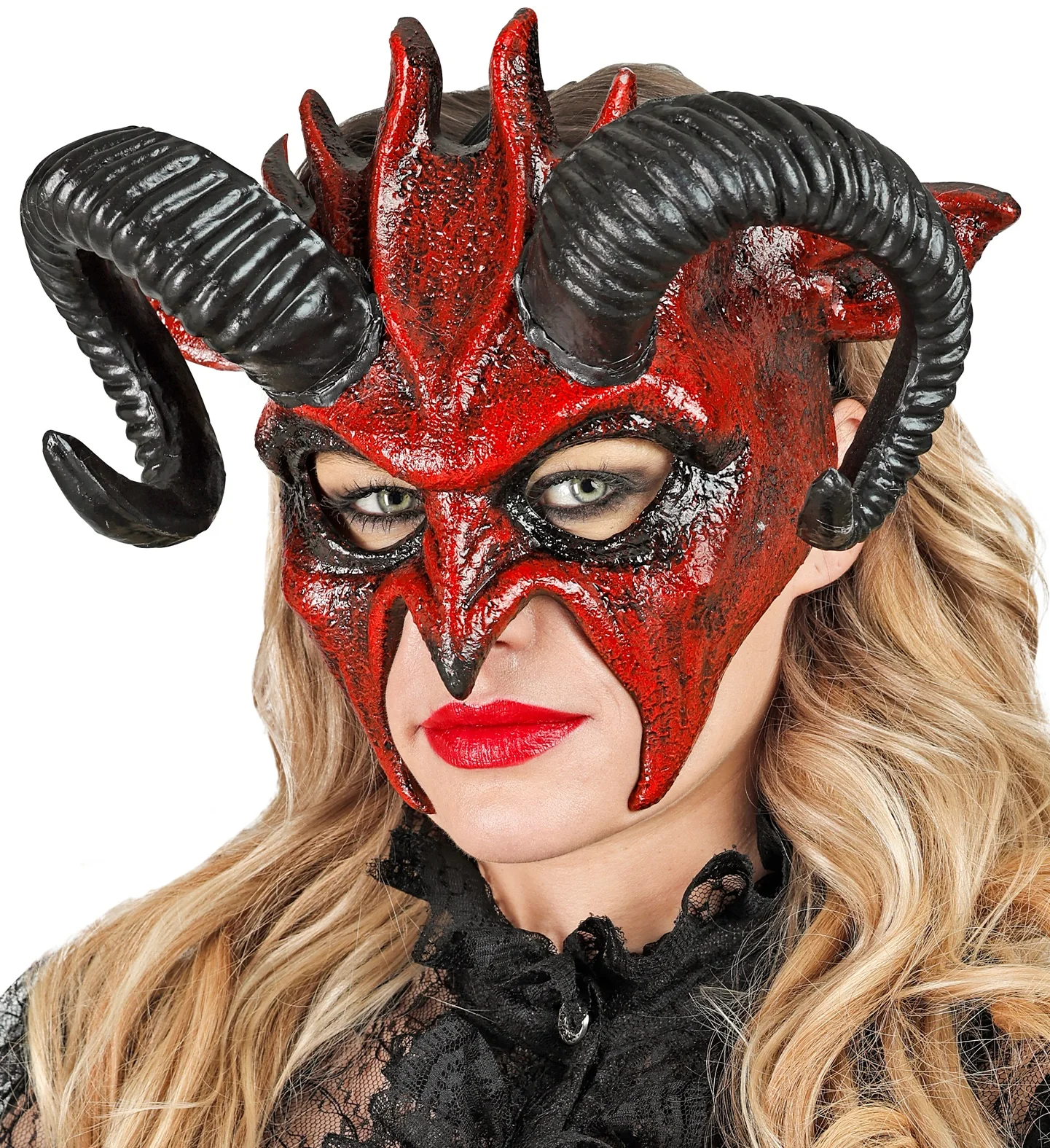 Commedia dell'arte duivelsmasker ram rood/ zwart - Image 3