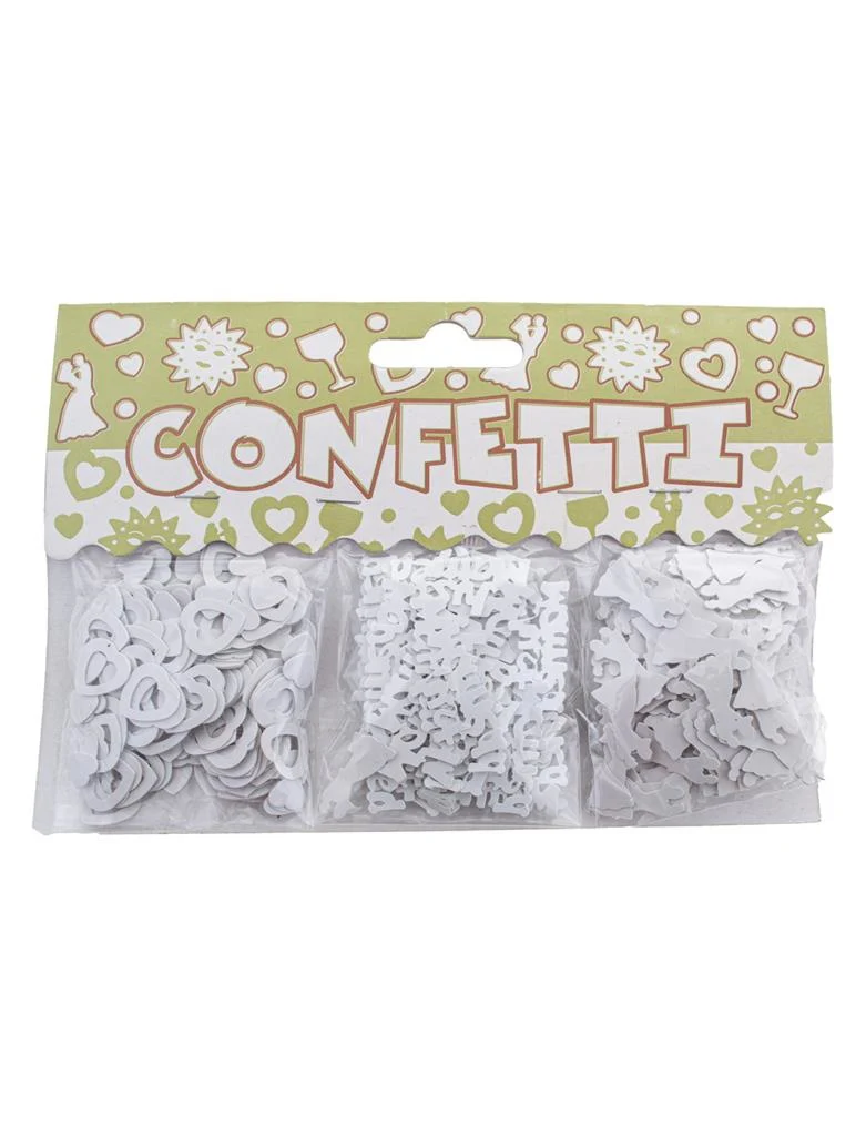Witte confetti tafel decoratie Just Married