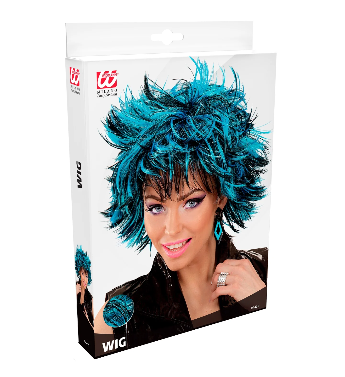 Coupe ravage pruik zwart met blauw - Image 3