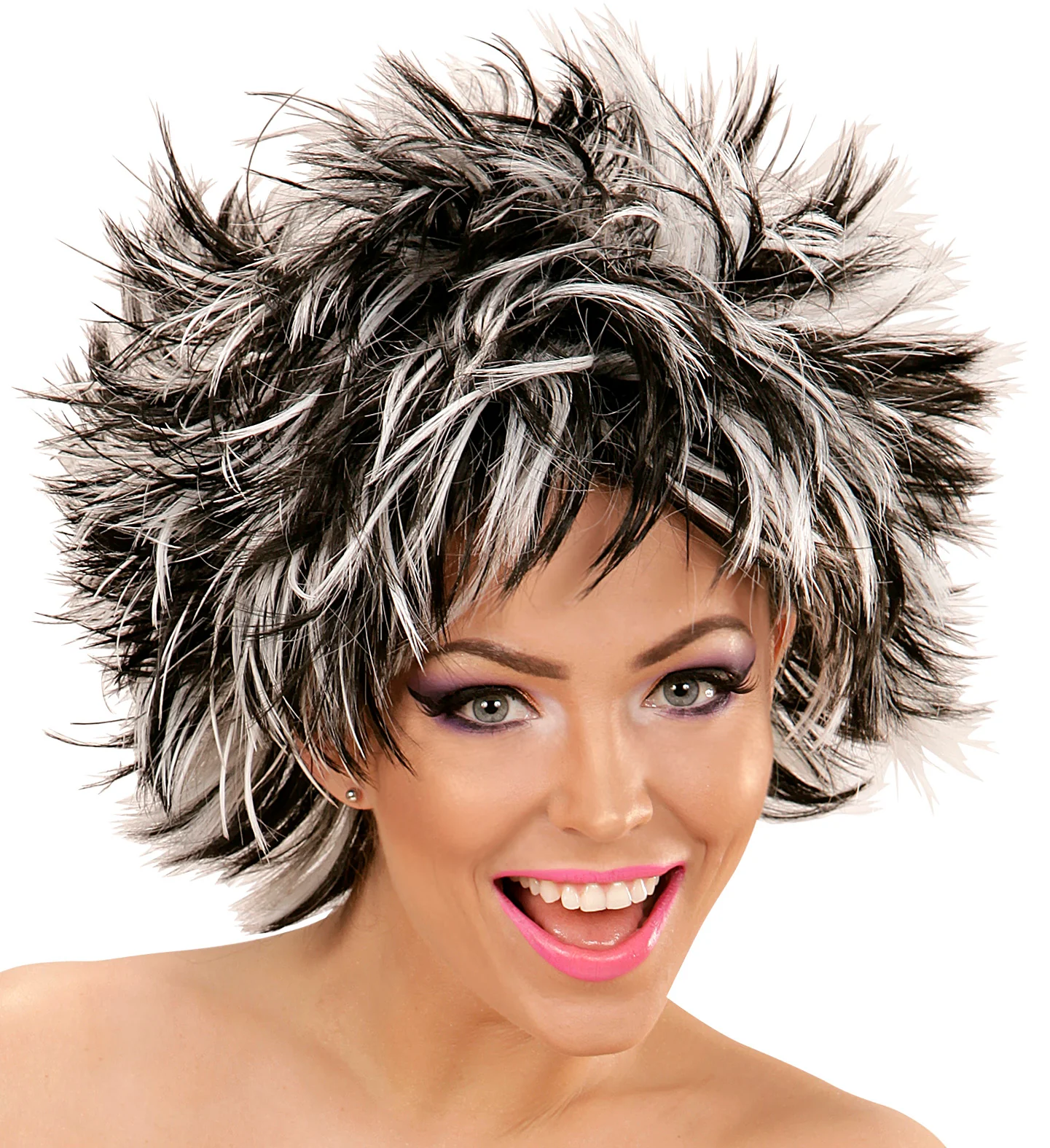 Coupe ravage pruik zwart met wit - Image 2