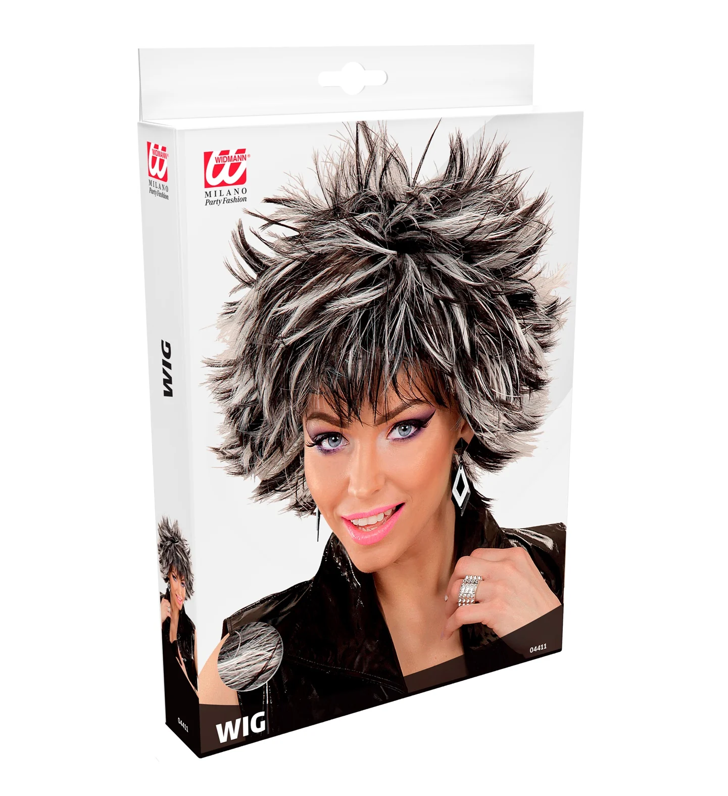Coupe ravage pruik zwart met wit - Image 5