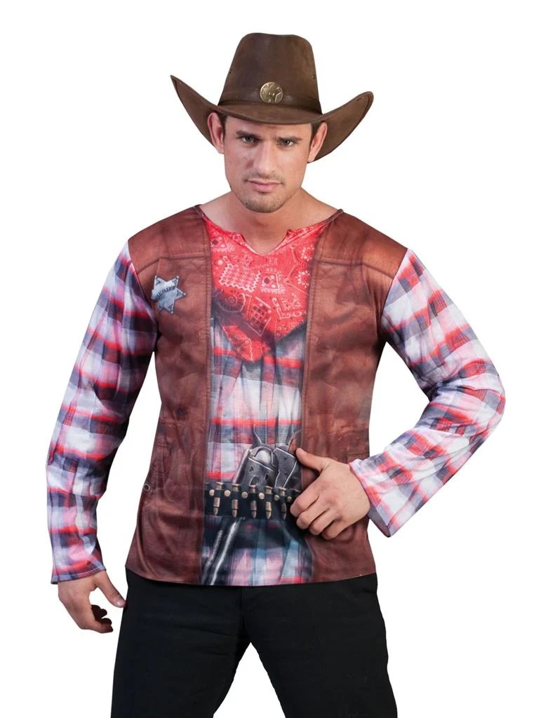 Cowboy shirt 3D volwassenen