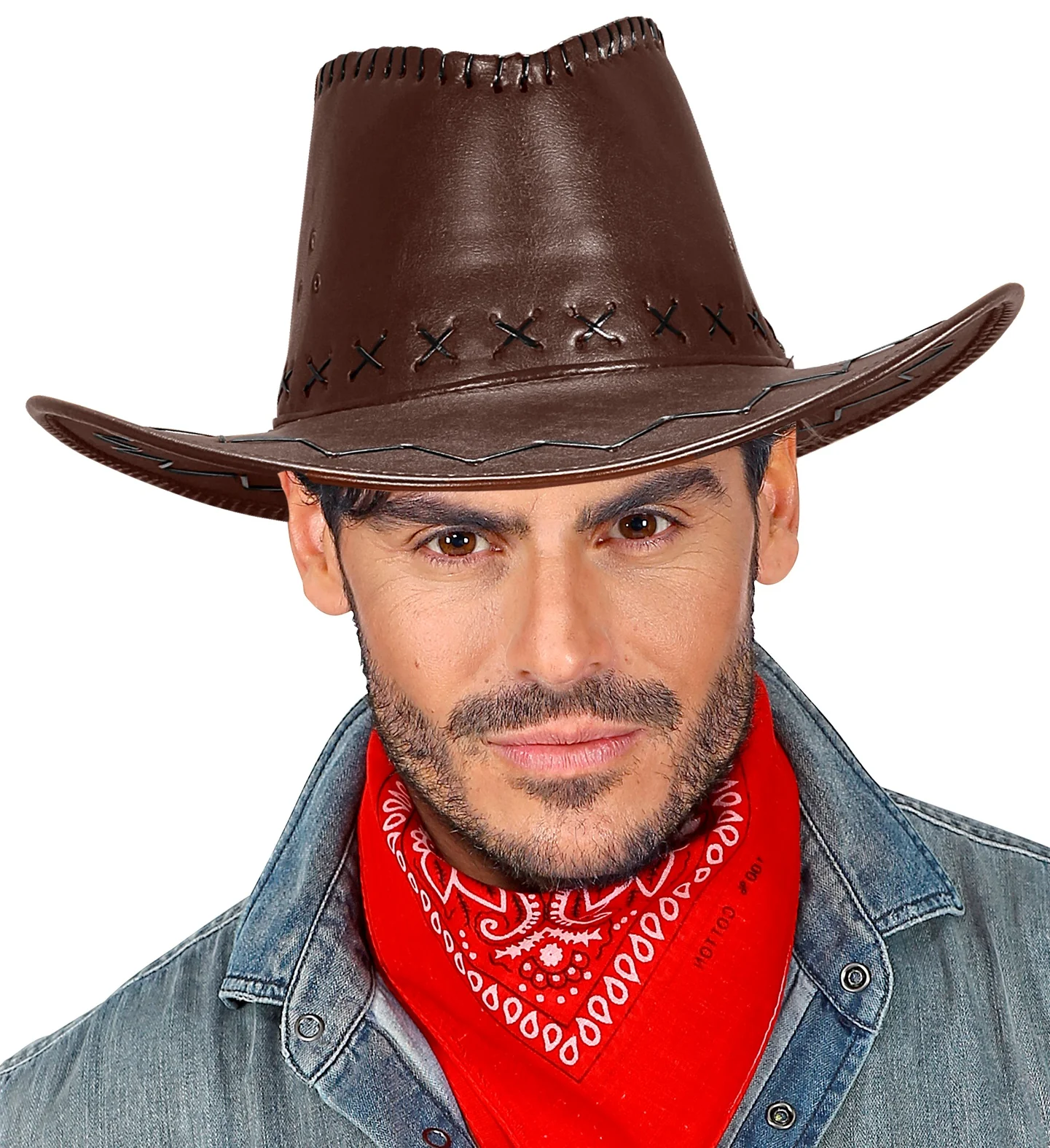 cowboyhoed lederlook met decoratie bruin - Image 3