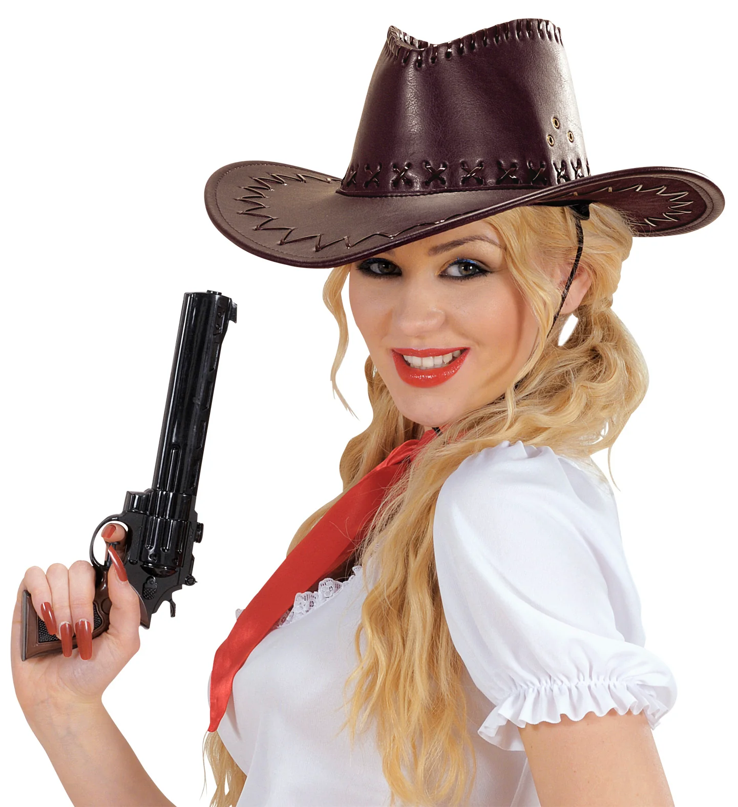 cowboyhoed lederlook met decoratie bruin - Image 4