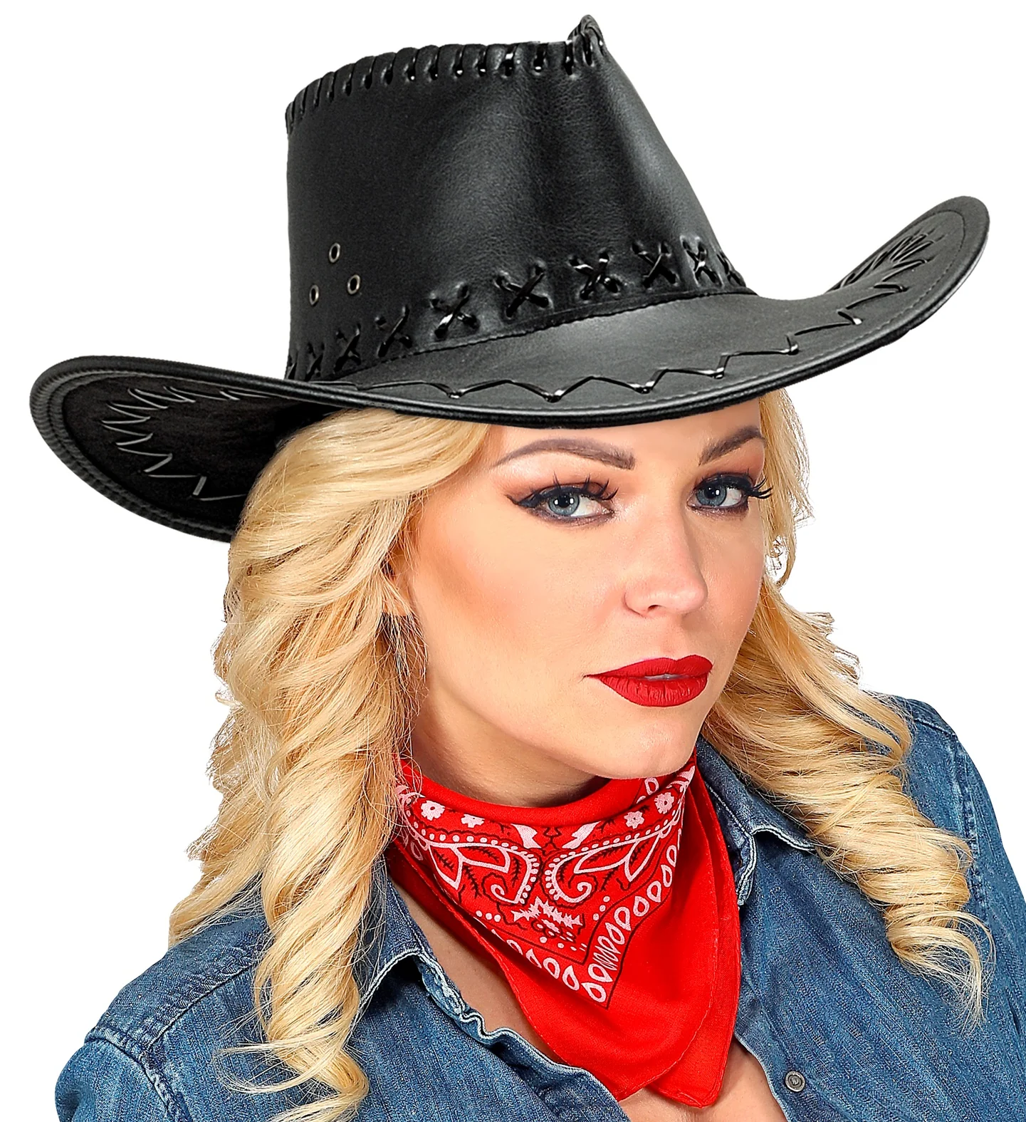 cowboyhoed lederlook met decoratie zwart - Image 2