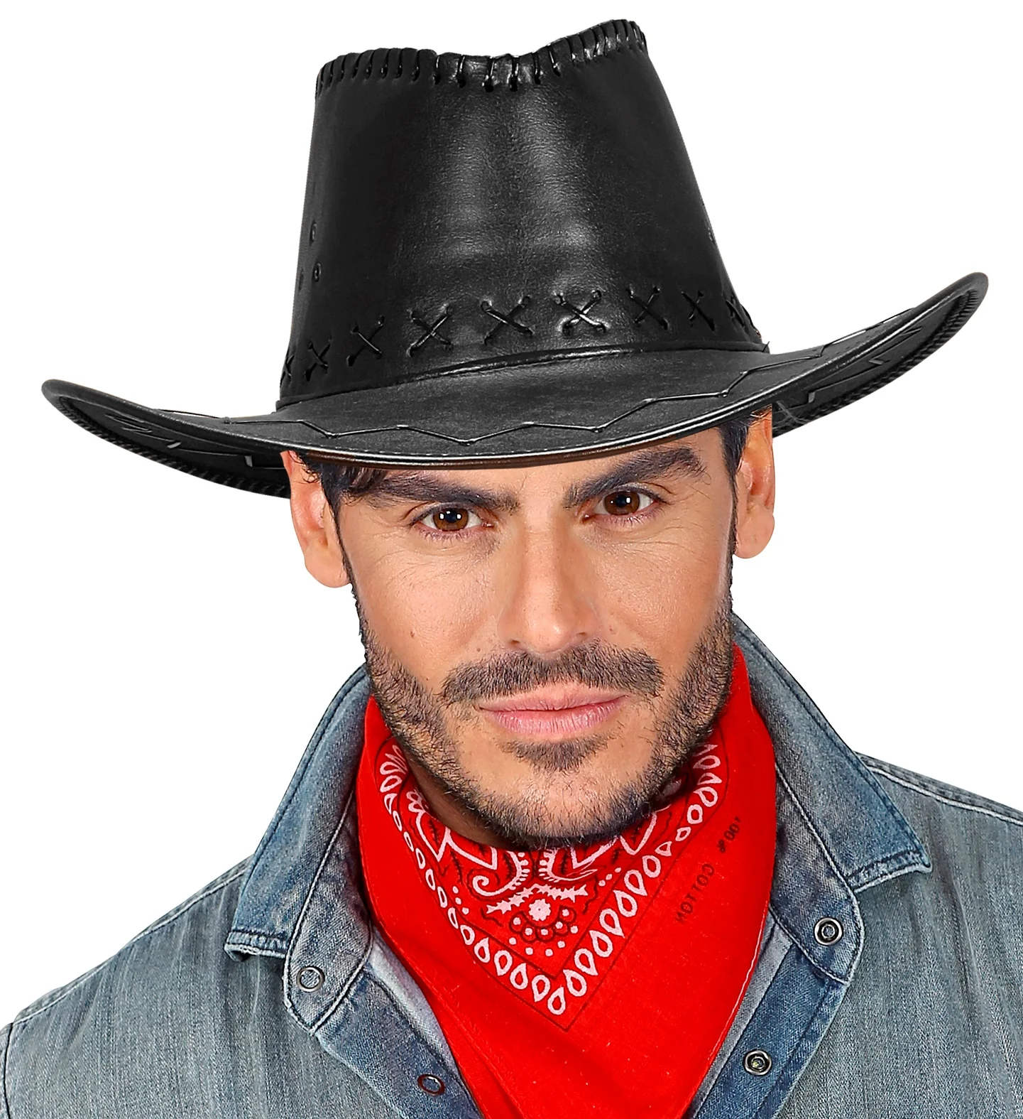 cowboyhoed lederlook met decoratie zwart - Image 3