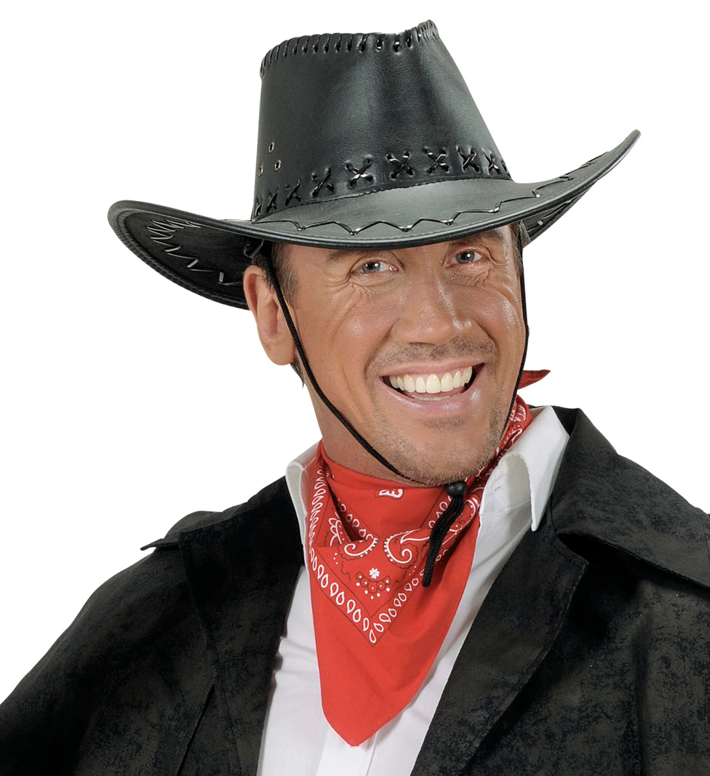cowboyhoed lederlook met decoratie zwart - Image 4