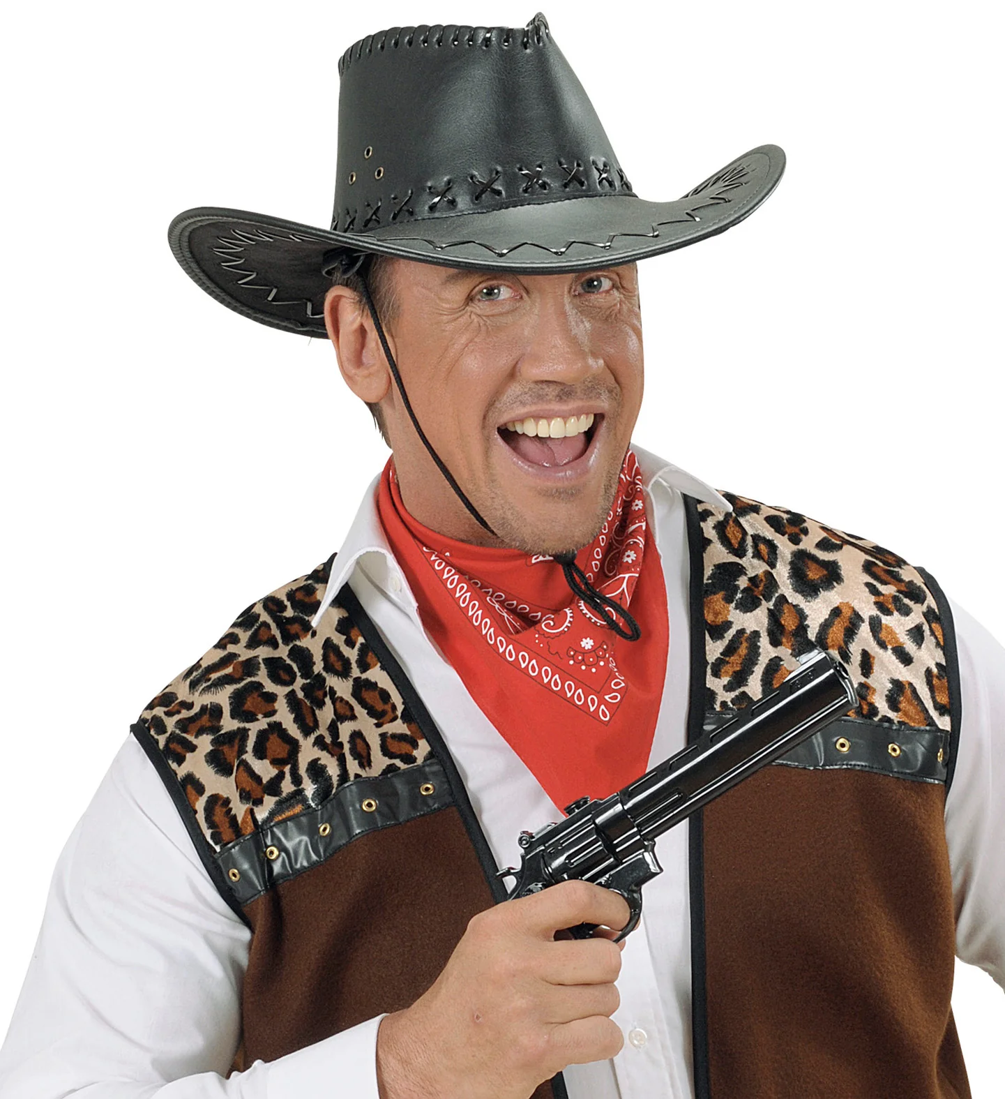 cowboyhoed lederlook met decoratie zwart - Image 5