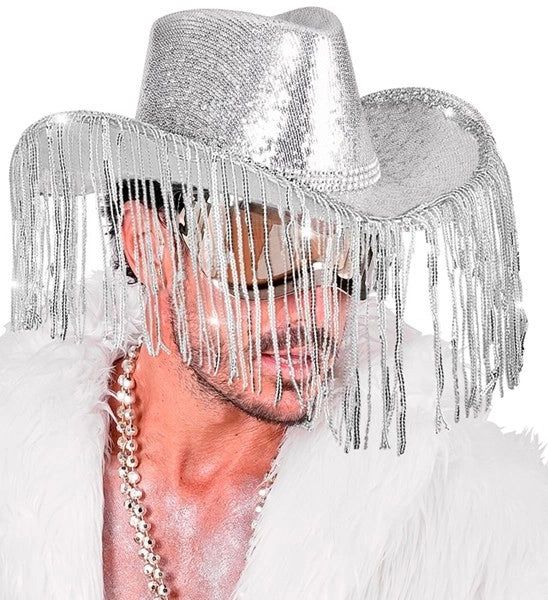 Cowboyhoed pailletten met strass en franje Anouk
