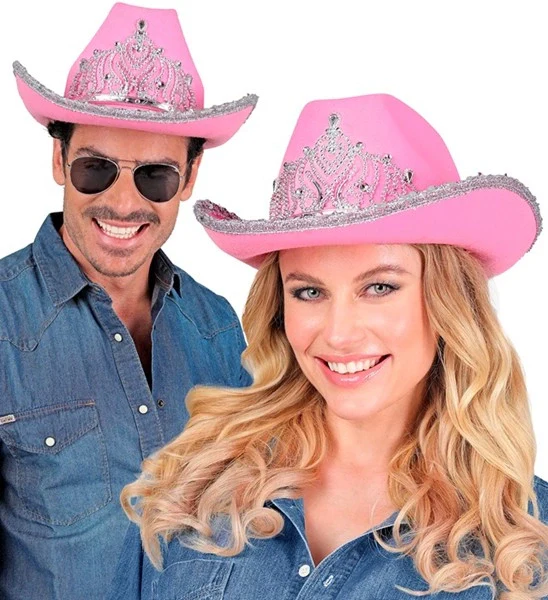 Cowboyhoed partygirl met tiara roze haarband Siem - Image 3