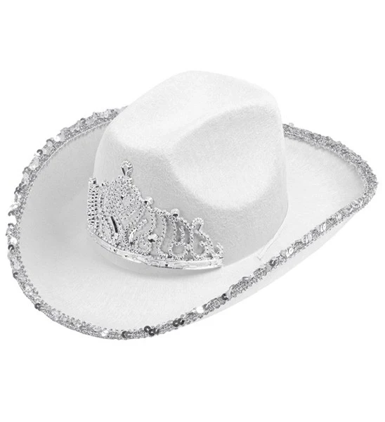 Cowboyhoed partygirl met tiara wit haarband Maud - Image 2