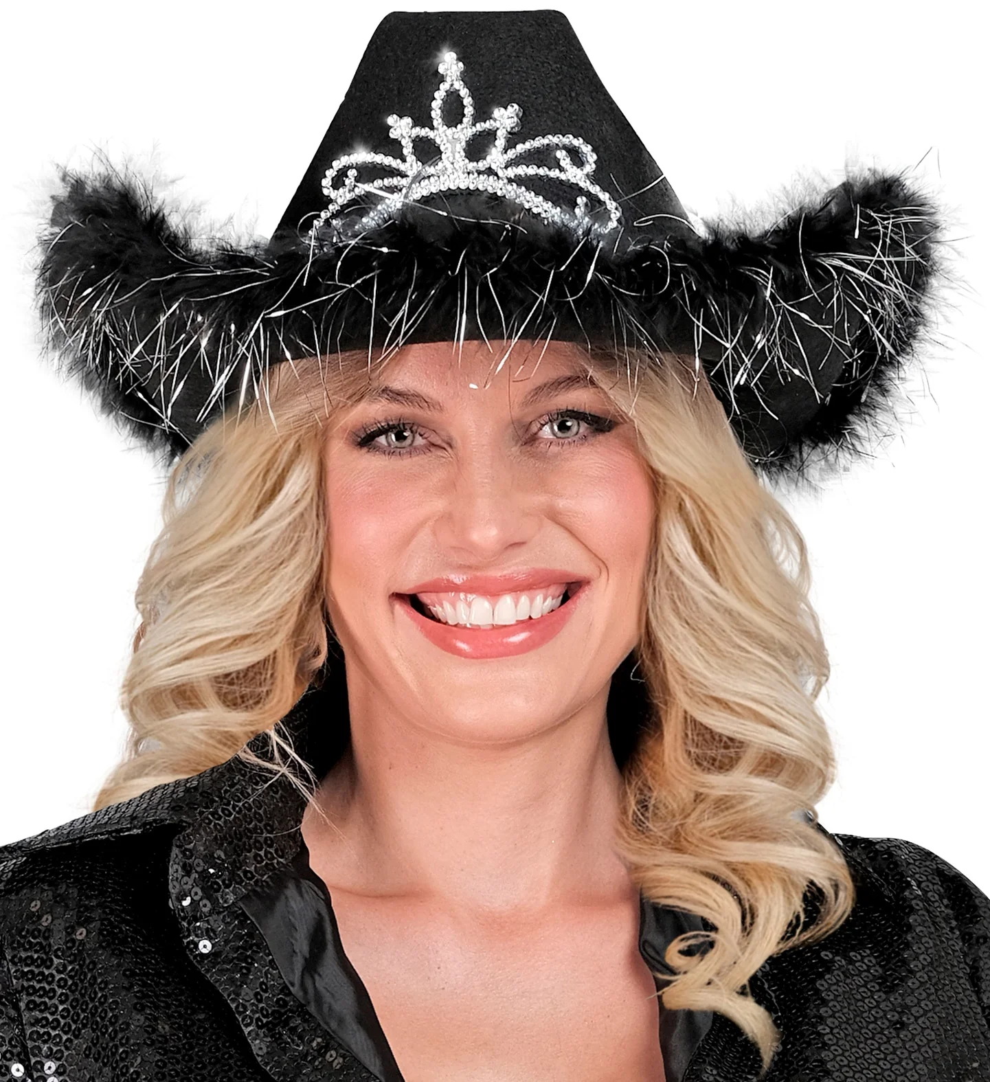 Cowboyhoed Daisy met tiara zwart - Image 3
