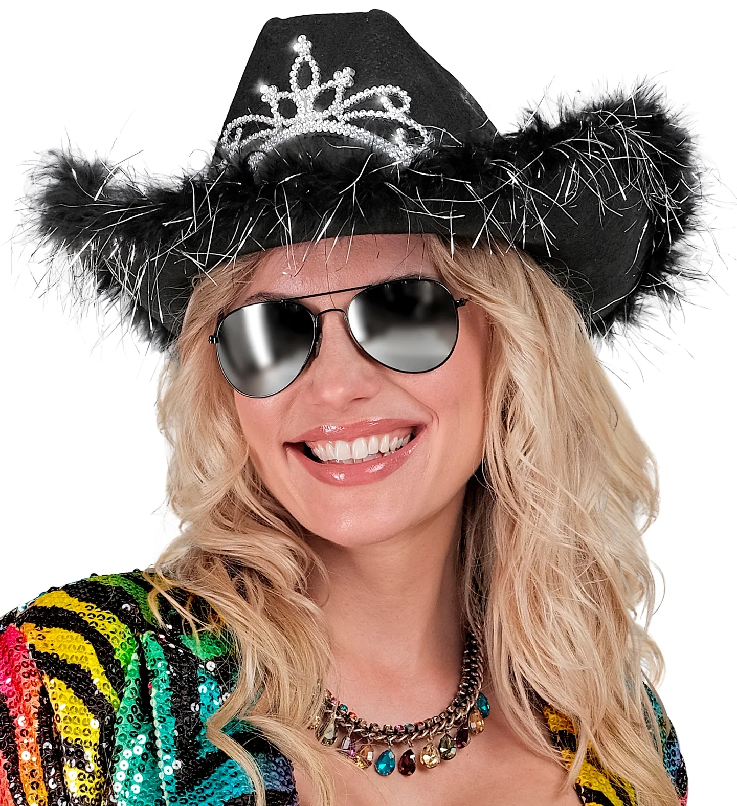 Cowboyhoed Daisy met tiara zwart - Image 4