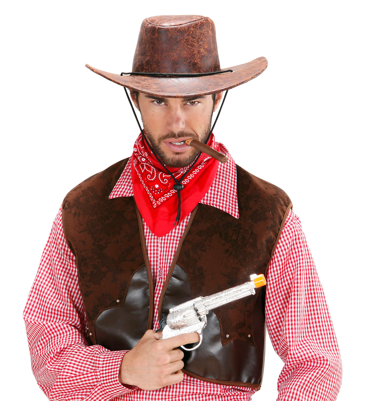 Cowboyhoed lederlook bruin - Image 2