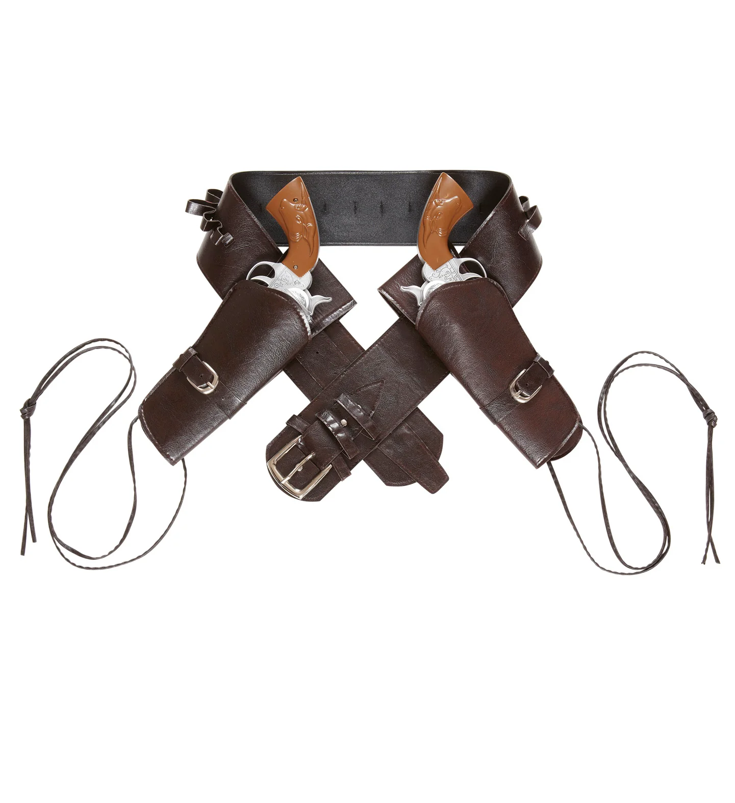 Cowboyholster dubbel met riem bruin
