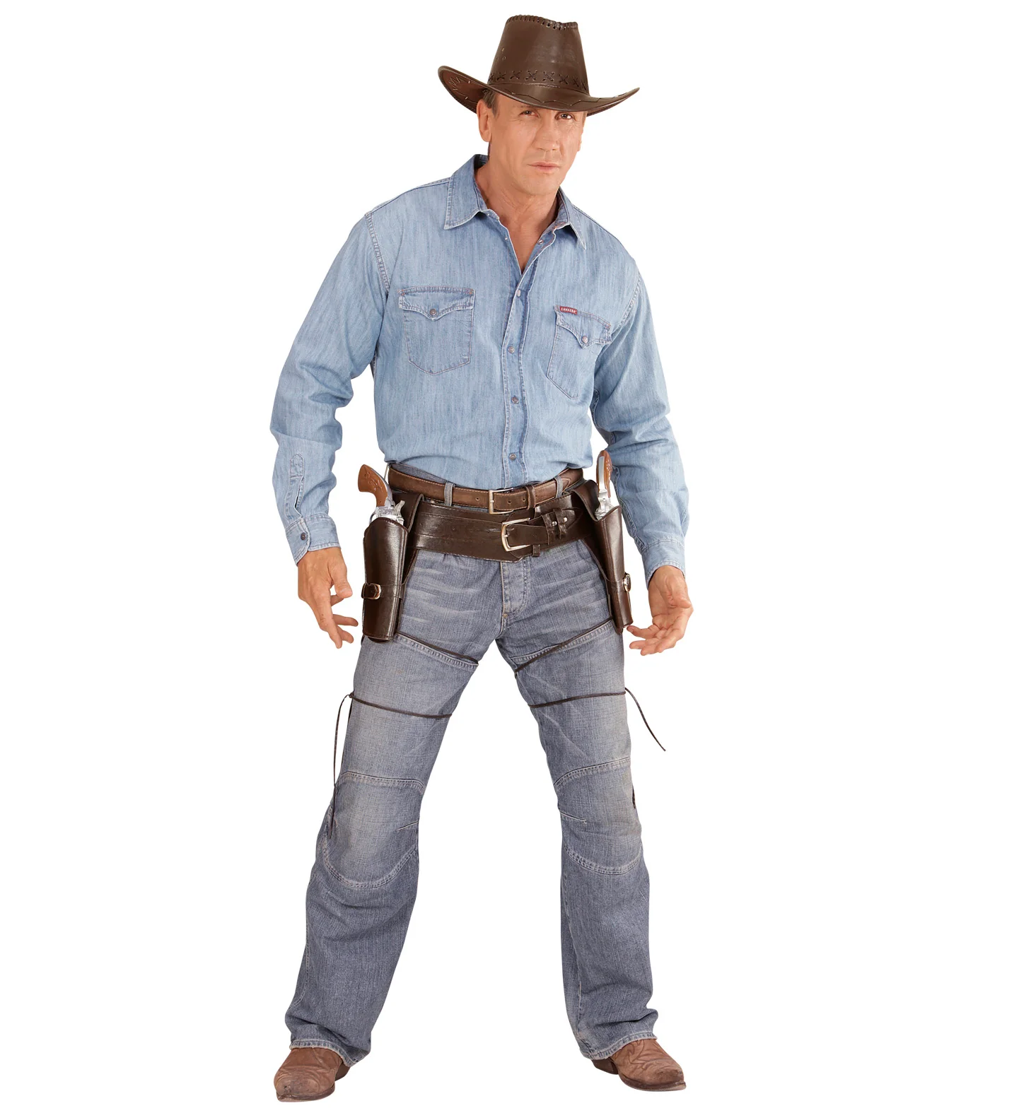 Cowboyholster dubbel met riem bruin - Image 2