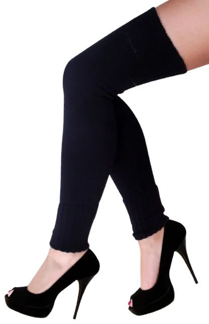 Dames knee-over beenwarmers zwart