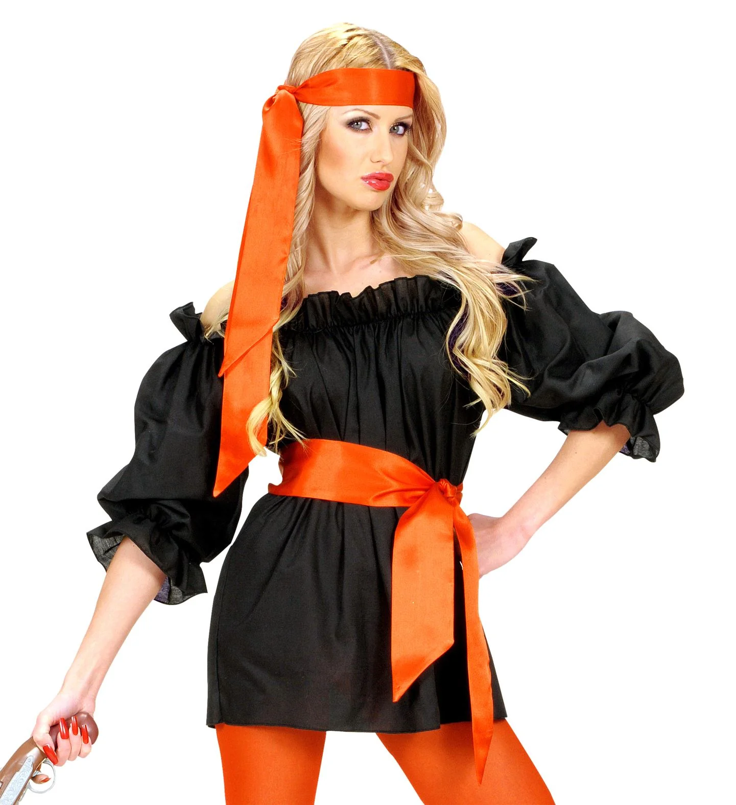 Dames piraten blouse zwart