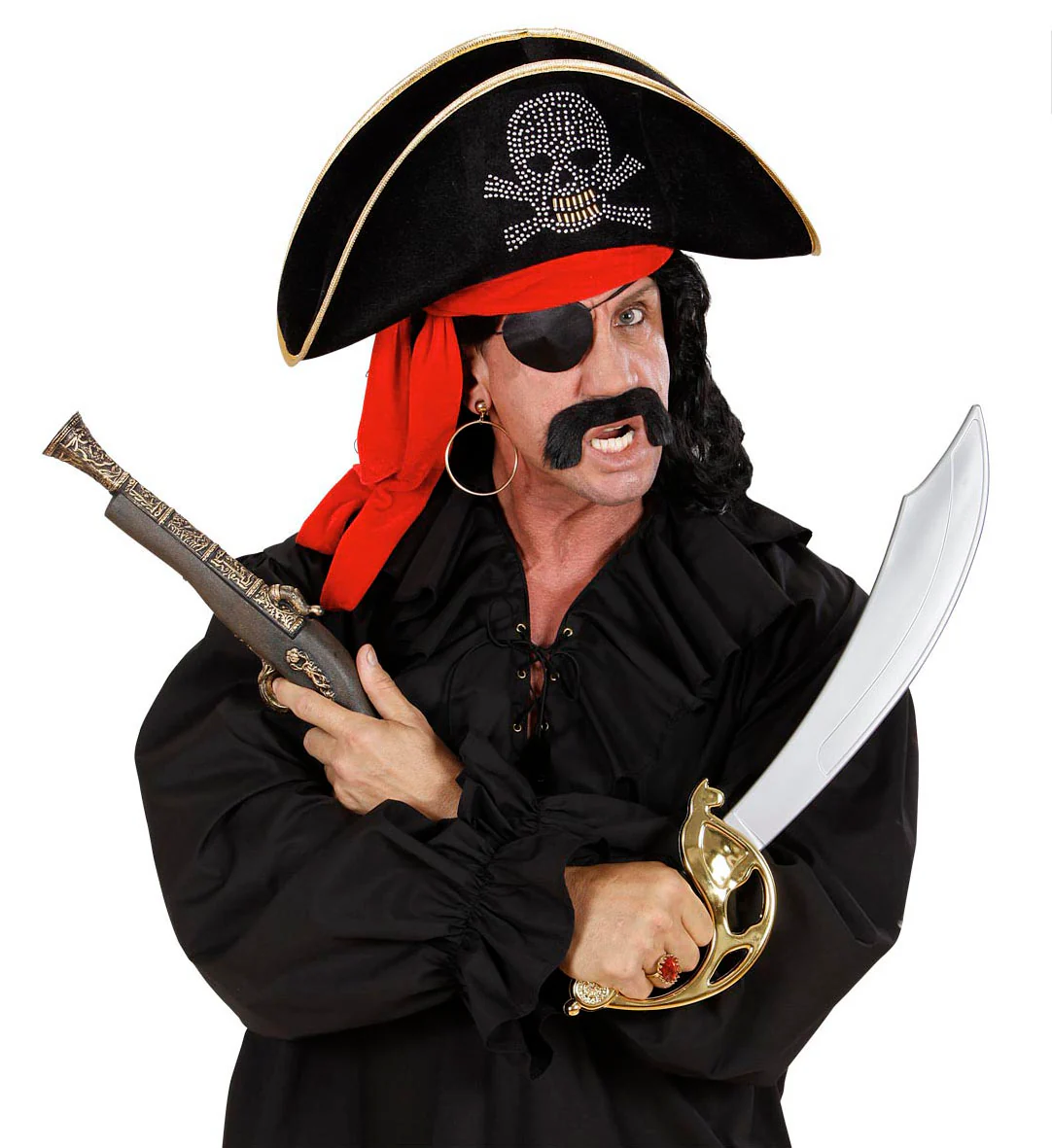 Dames piratenhoed met bespijkerde schedel en bandana - Image 3