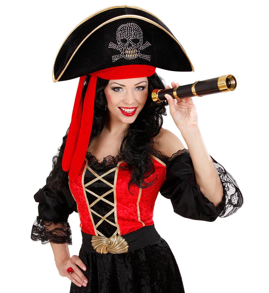 Dames piratenhoed met bespijkerde schedel en bandana - Image 4