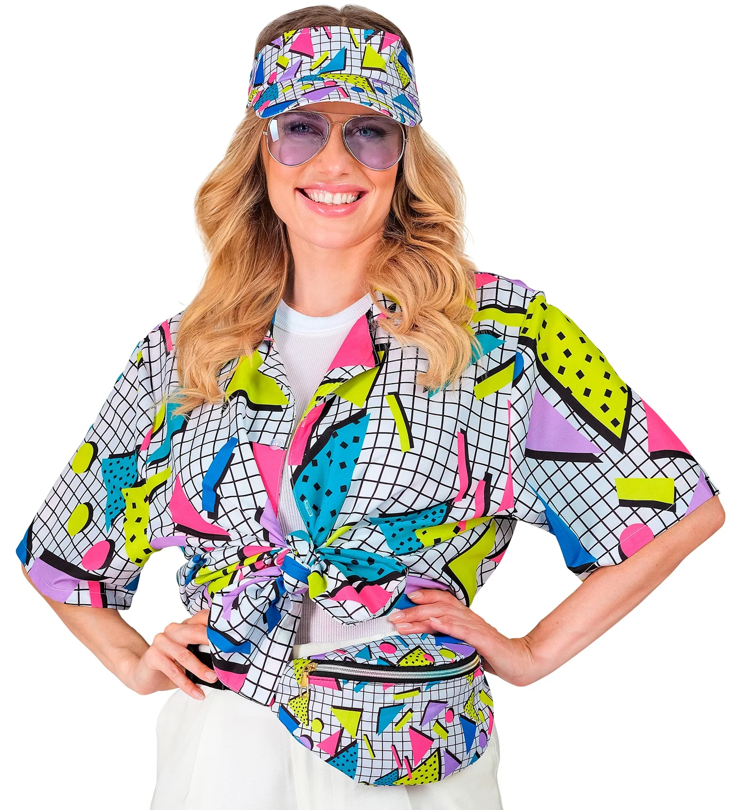 Shirt jaren 80 funky fashion wit - Image 2